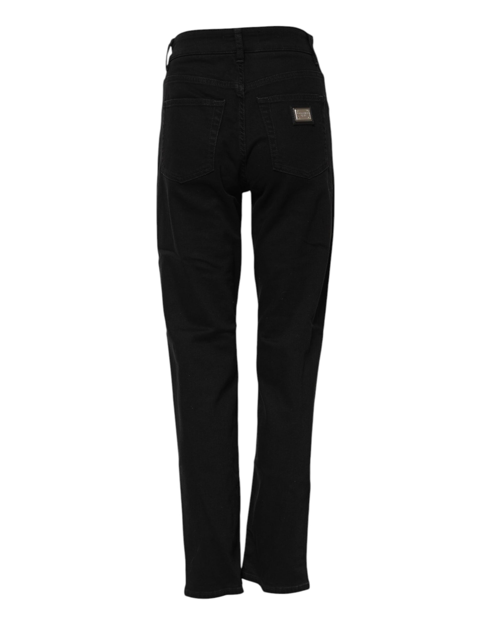 Black Boyfriend Cotton Mid Waist Denim Jeans