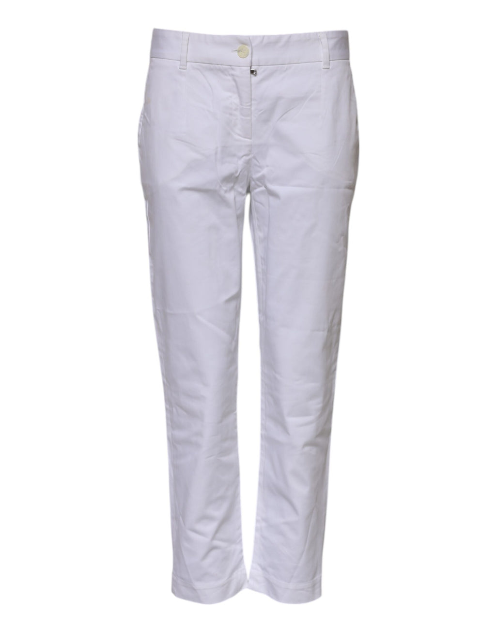 White Cotton Stretch Mid Waist Jeans