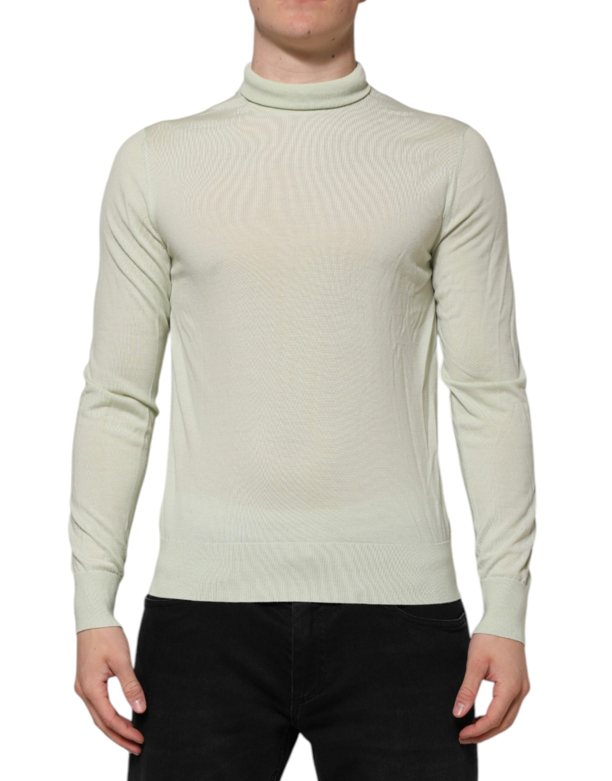 Mint Green Wool Turtleneck Pullover Sweater