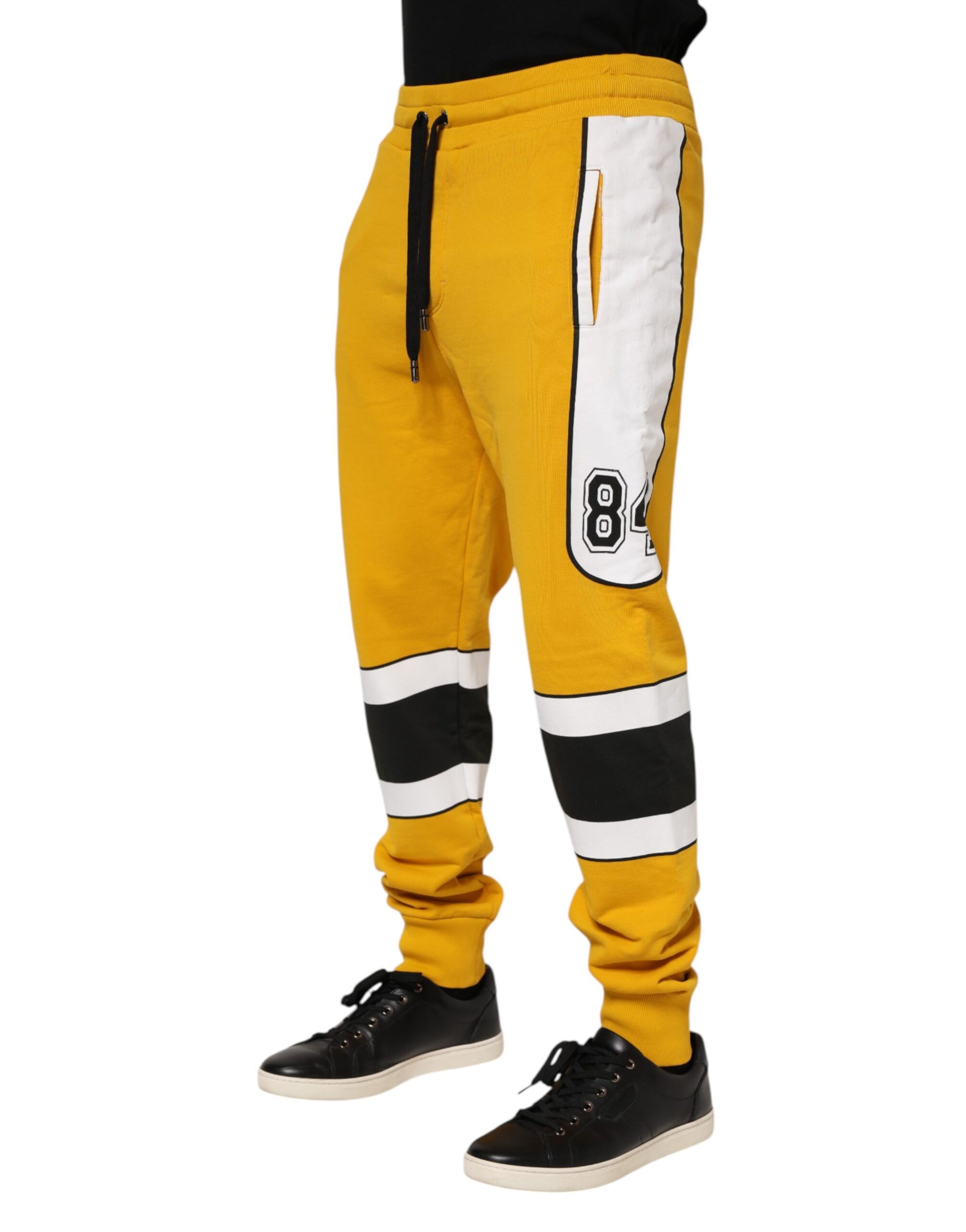 Yellow Cotton Casual Sweatpants Jogger Pants