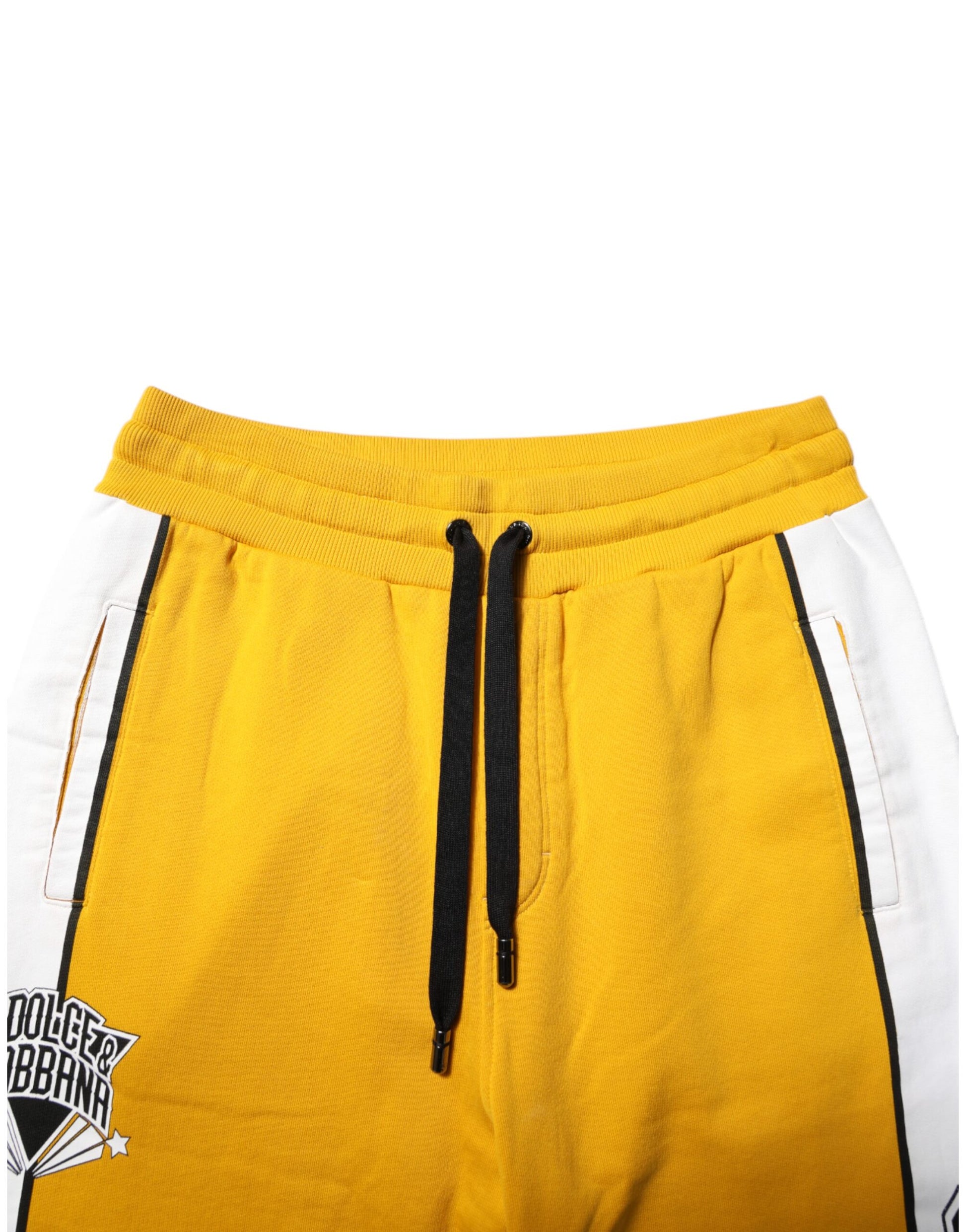 Yellow Cotton Casual Sweatpants Jogger Pants
