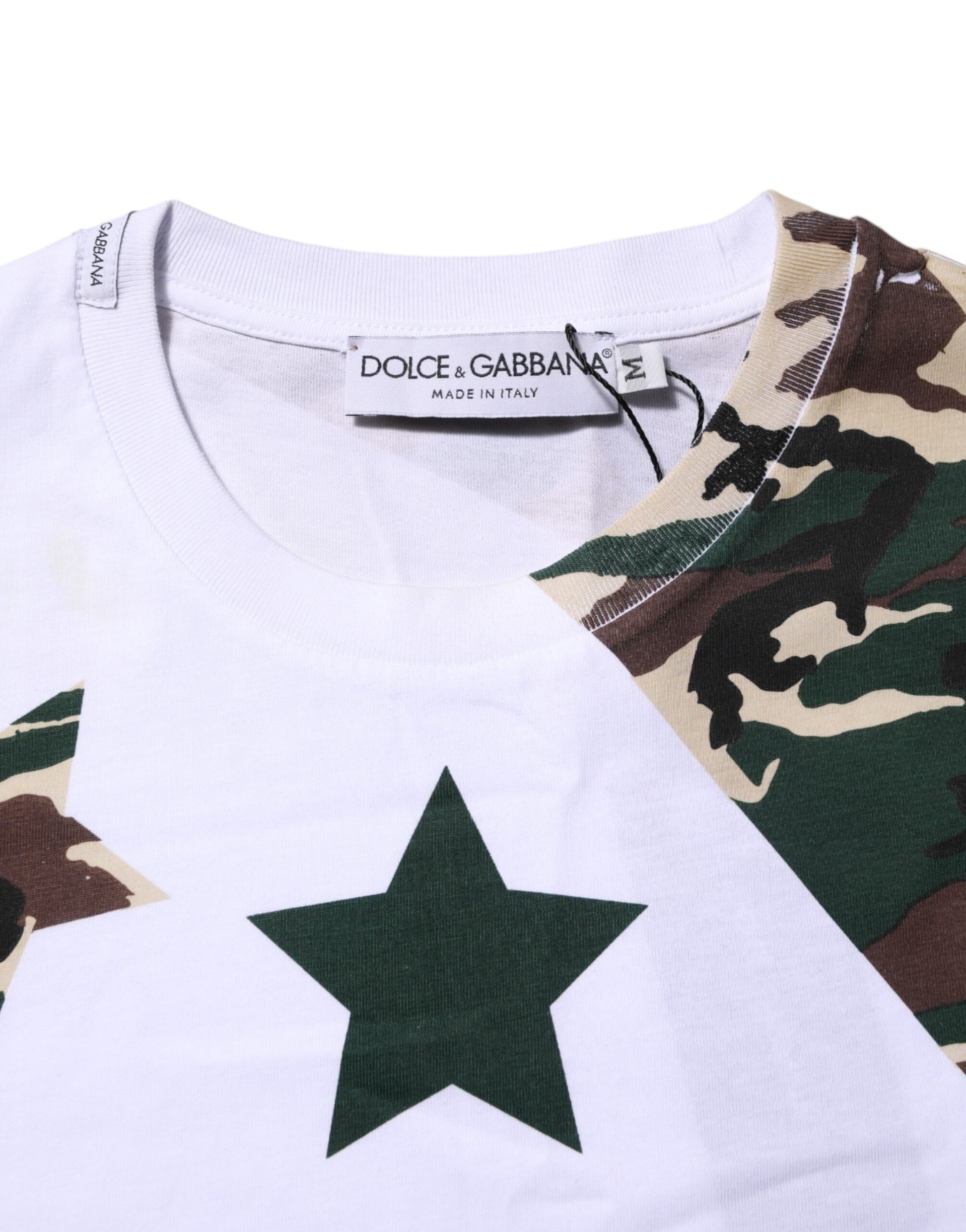 White Camouflage Cotton Men Crew Neck T-shirt
