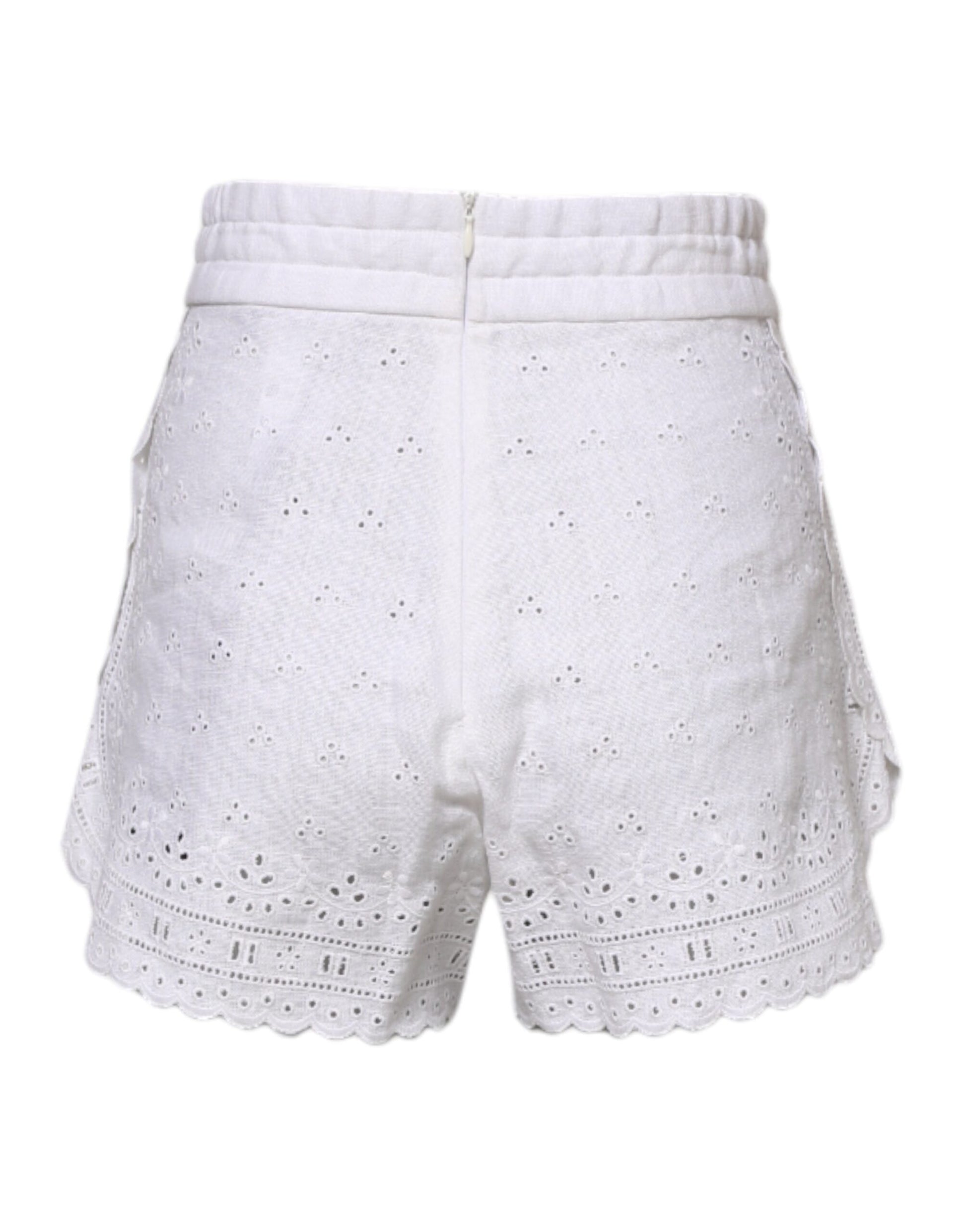 White Linen High Waisted Hot Pants Shorts