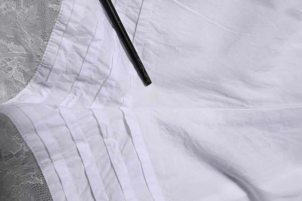 White Lace Paneled Cotton High Waisted Shorts