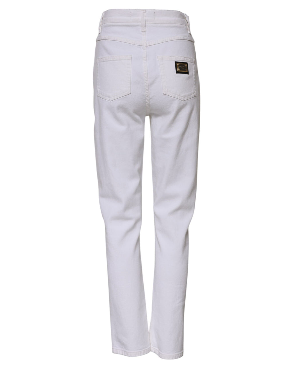 White Cotton High Waist Straight Denim Jeans