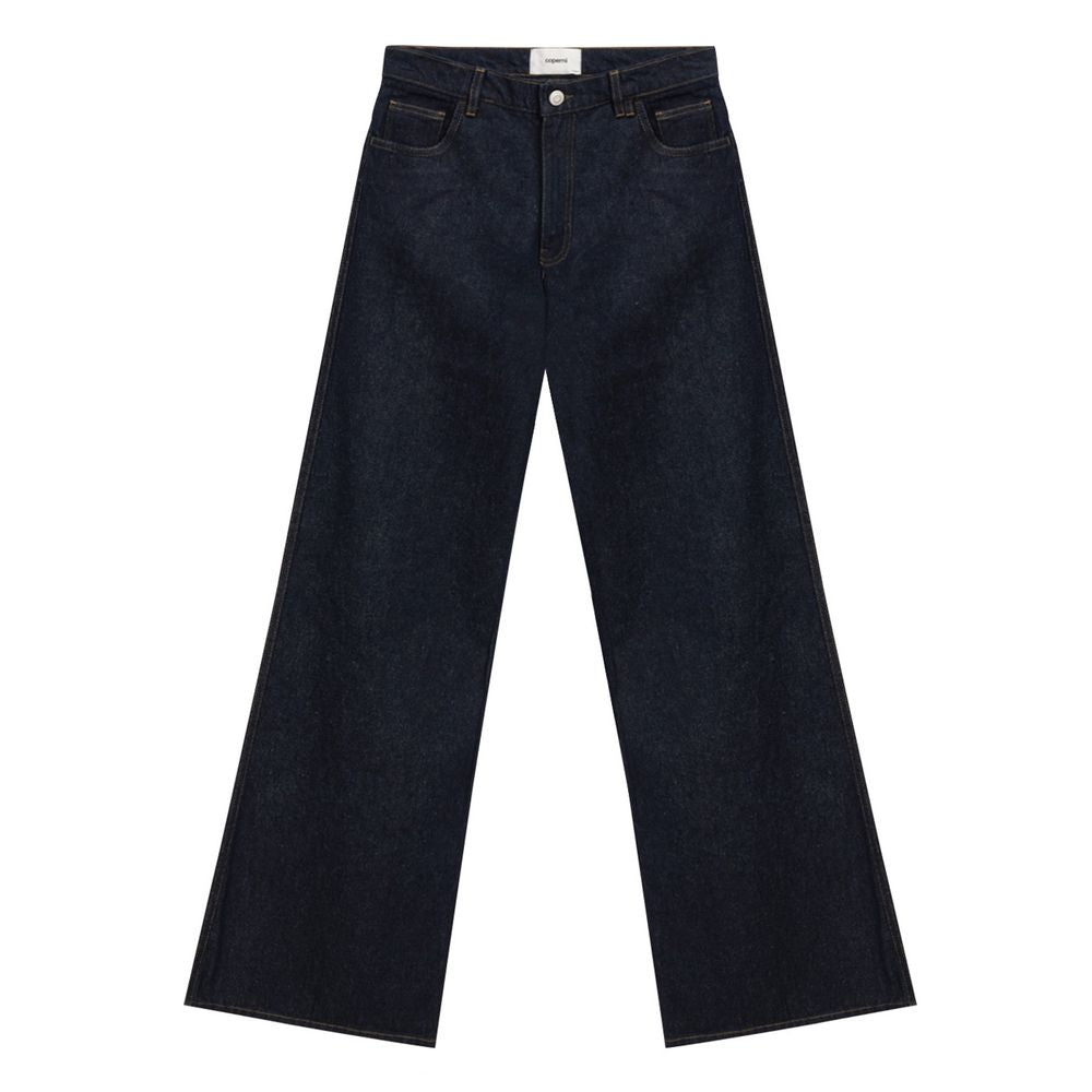 Blue Cotton High-Waisted Jean