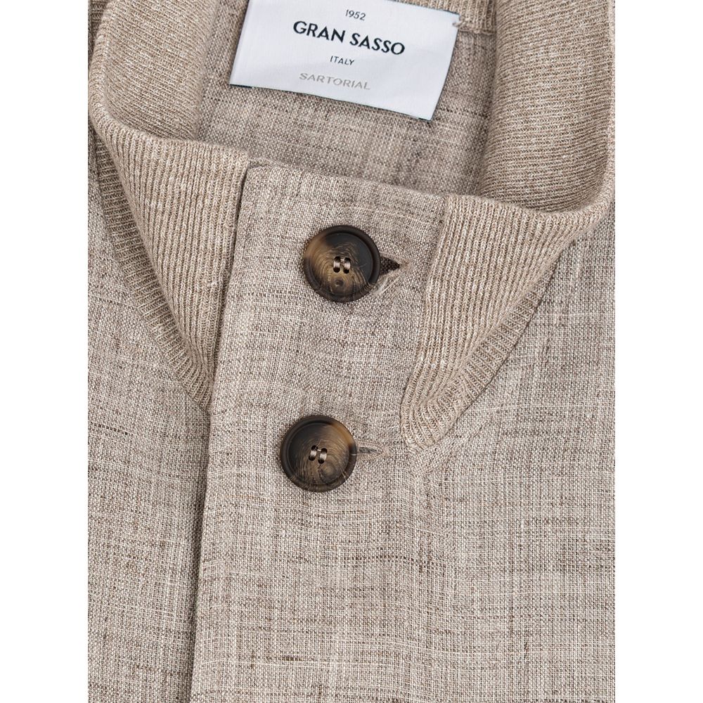 Beige Linen Biker Jacket