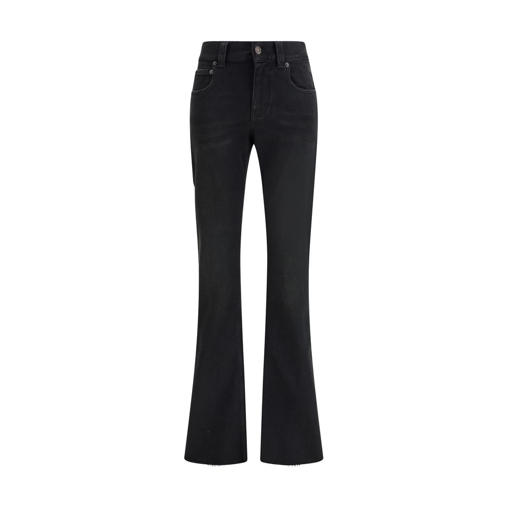 Black Cotton Bootcut Jeans