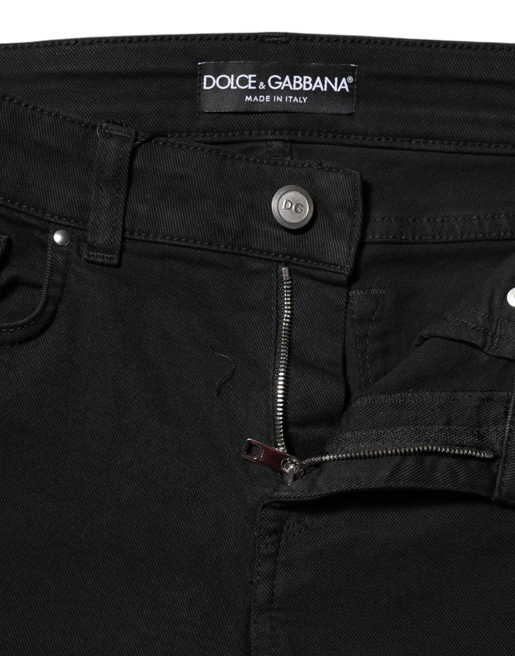 Black Cotton Logo Skinny MidWaist Denim Jeans