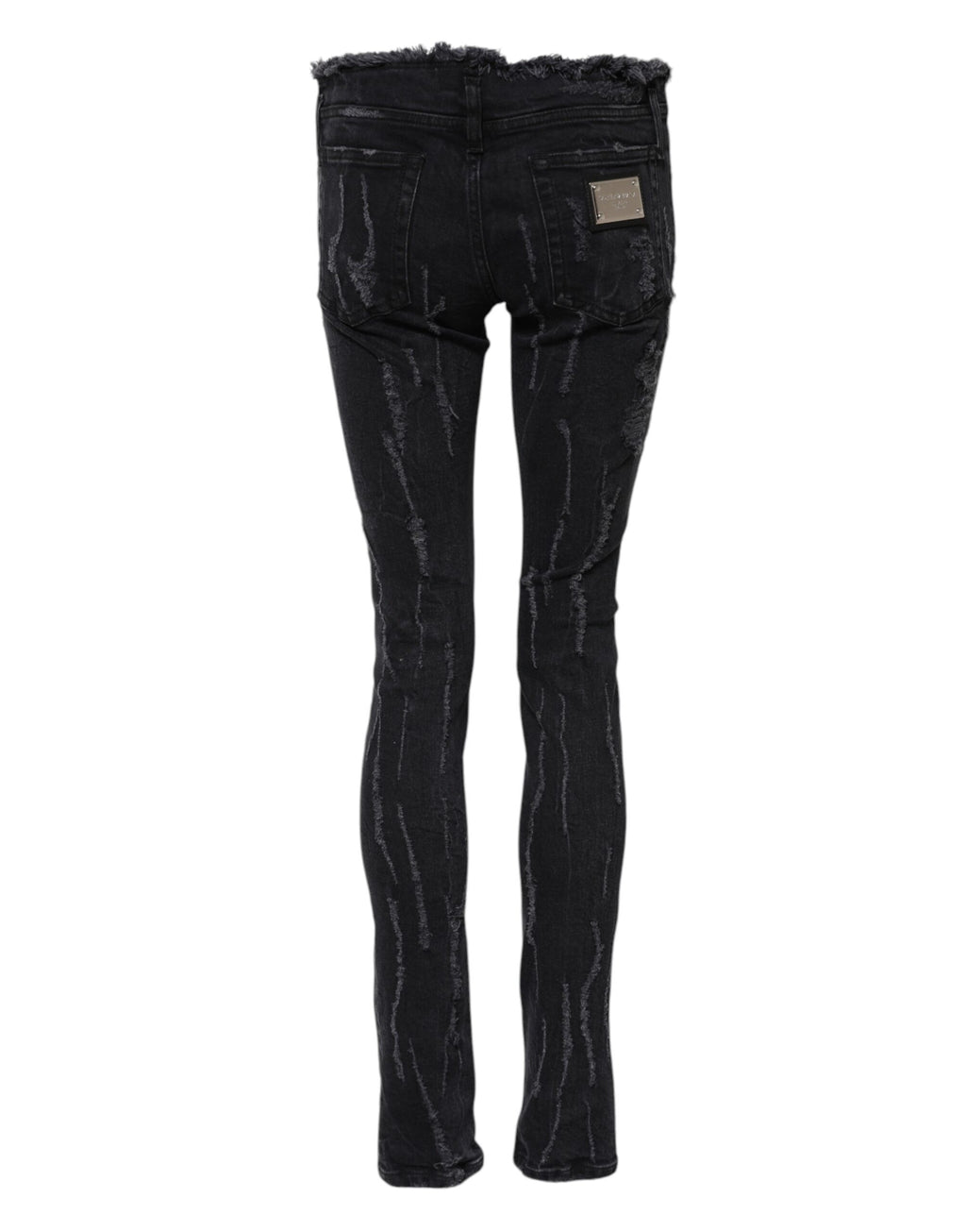 Black Cotton Tattered Skinny Denim Jeans