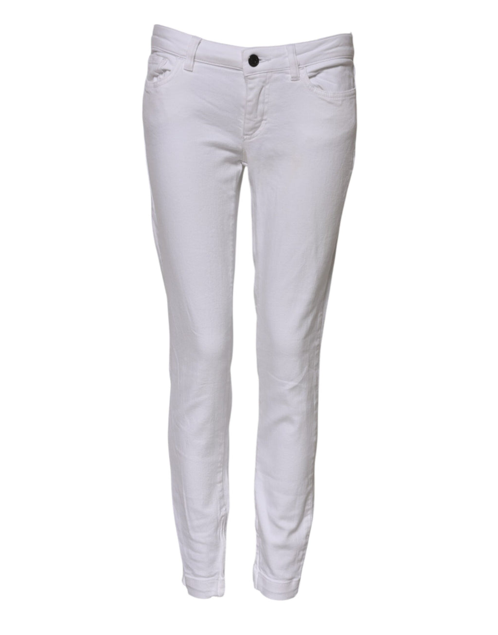 White Cotton Low Waist Skinny Denim Jeans