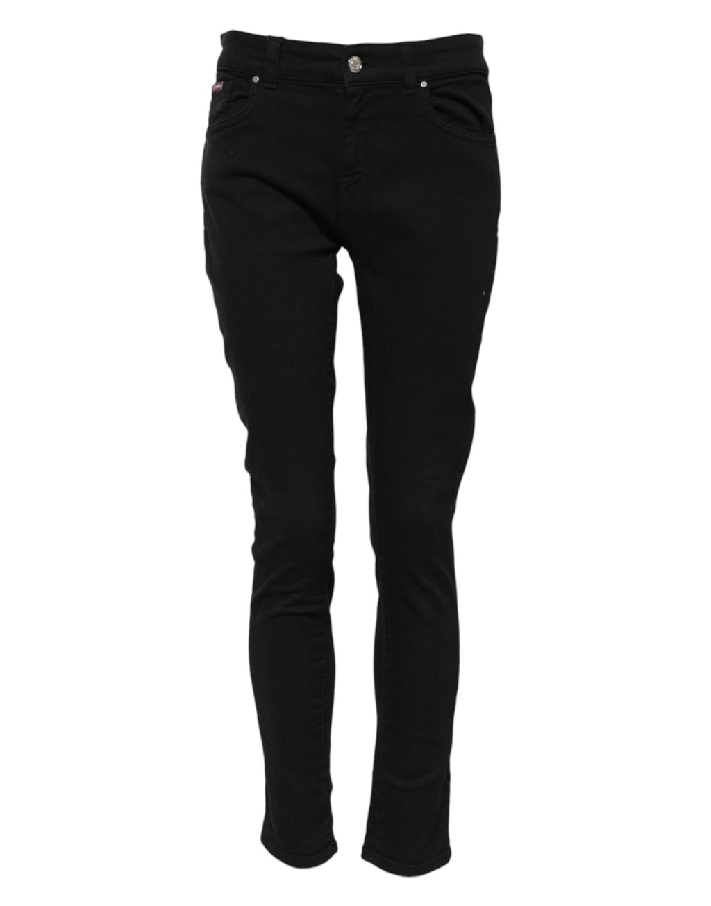 Black Cotton Logo Skinny Mid Waist Denim Jeans