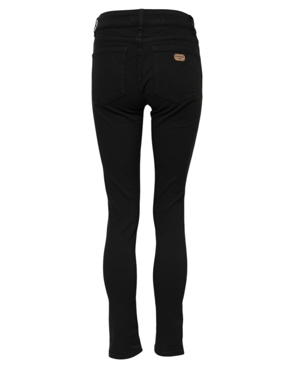 Black Cotton Mid Waist Skinny Denim Jeans