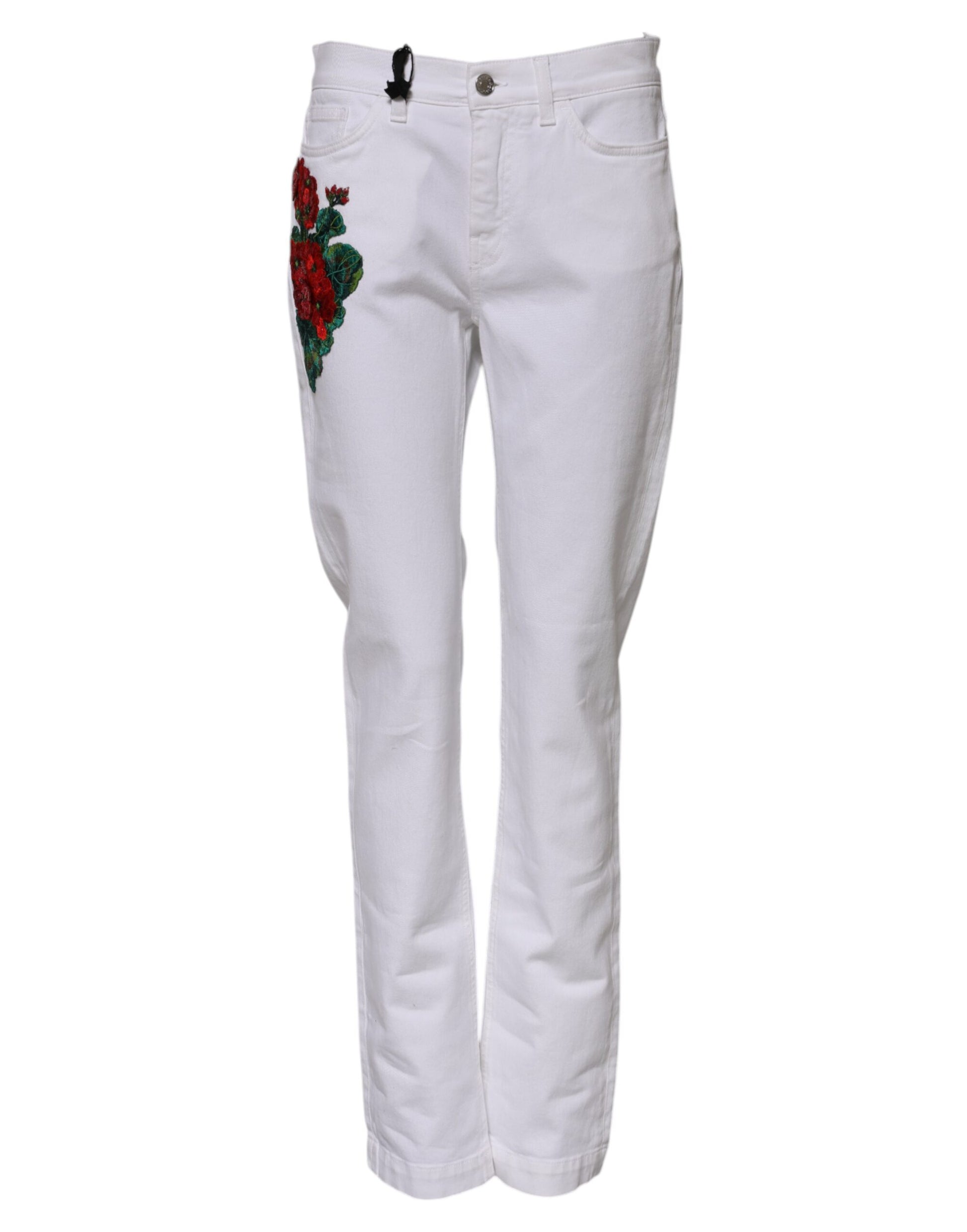 White Floral Embroidery GIRLY Denim Jeans