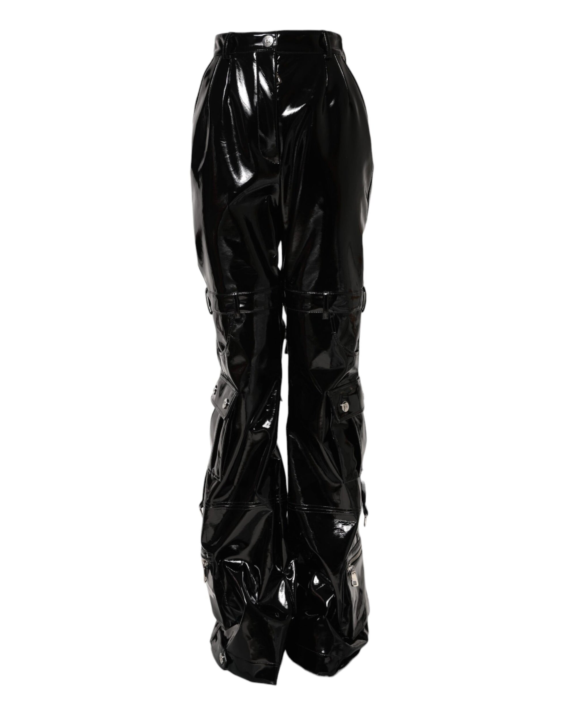 Black High Waist Cargo Bootcut Pants