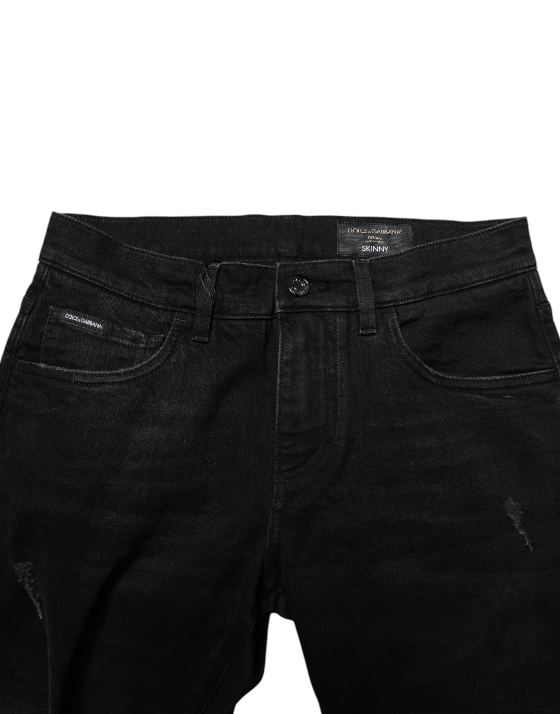 Black Cotton Skinny Denim Jeans