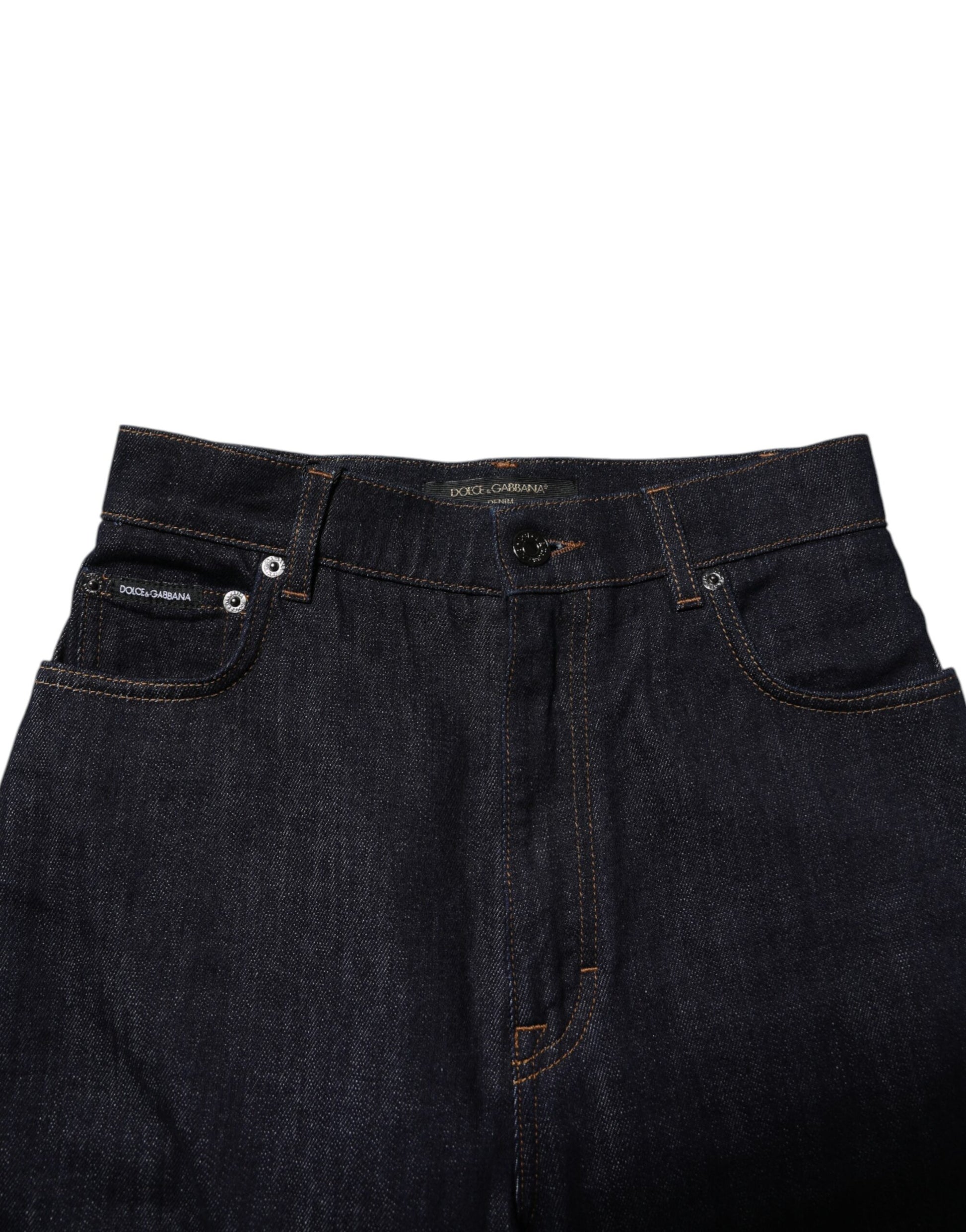 Blue Cotton High Waisted Flared Denim Jeans