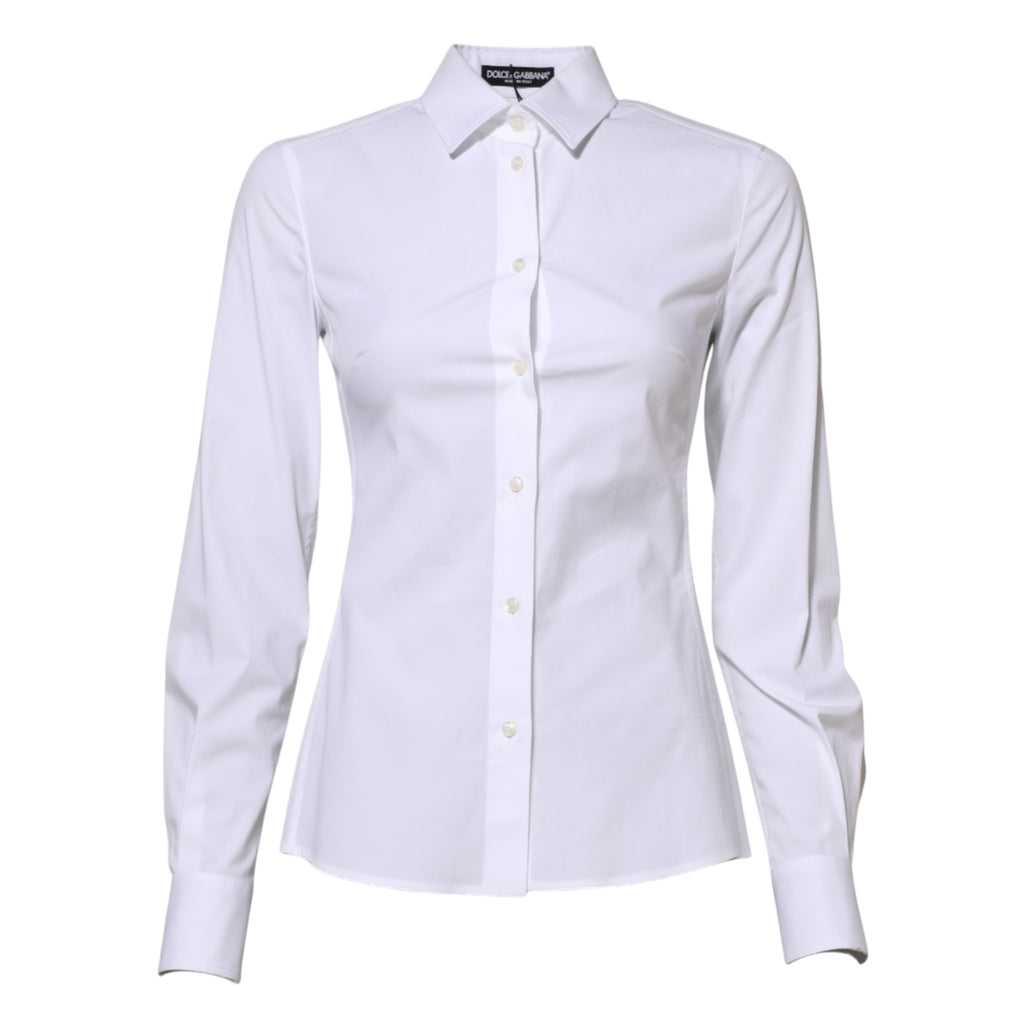 White Cotton Long Sleeves Collared Shirt Top
