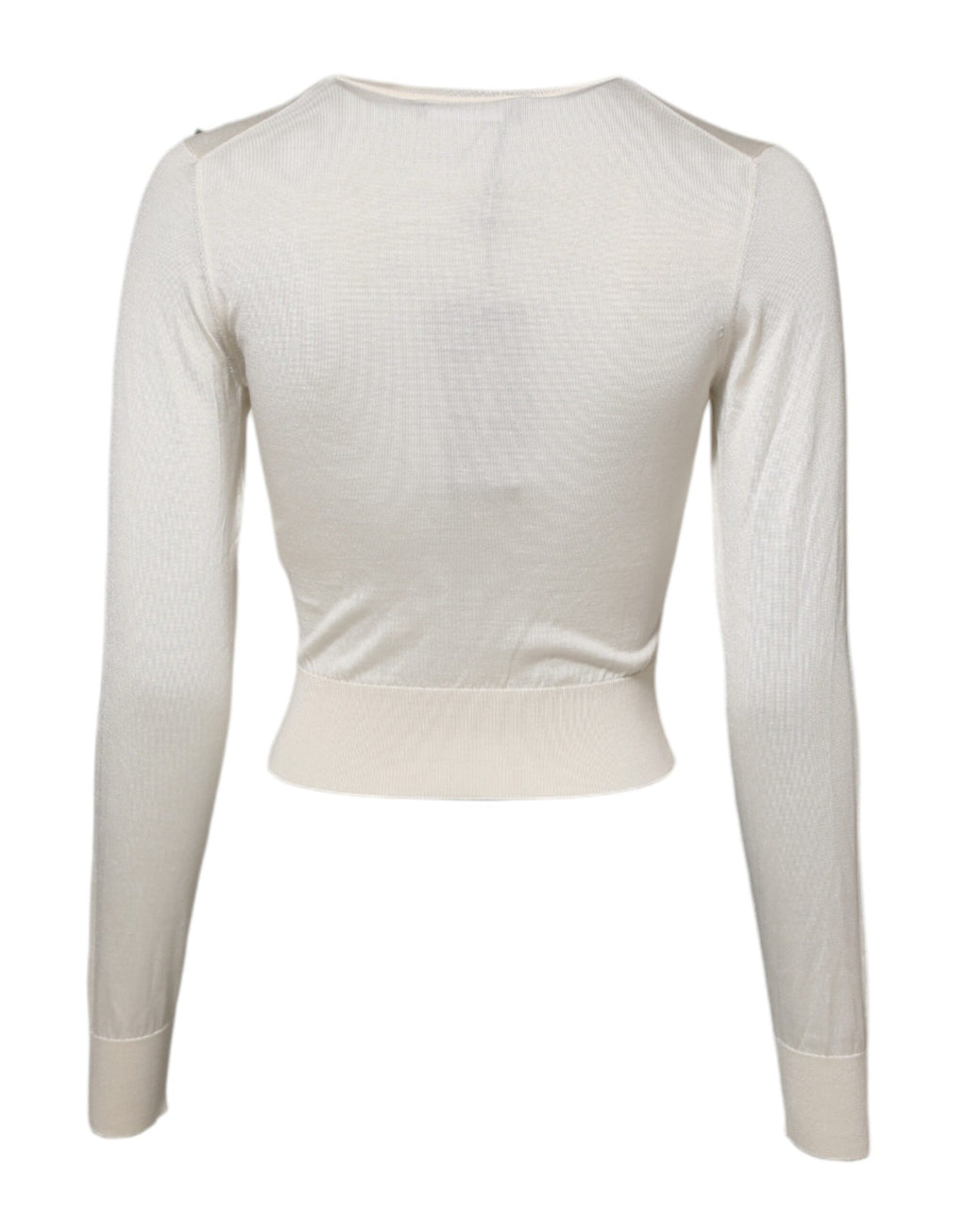 White Silk Lily Embellished Pullover Sweater