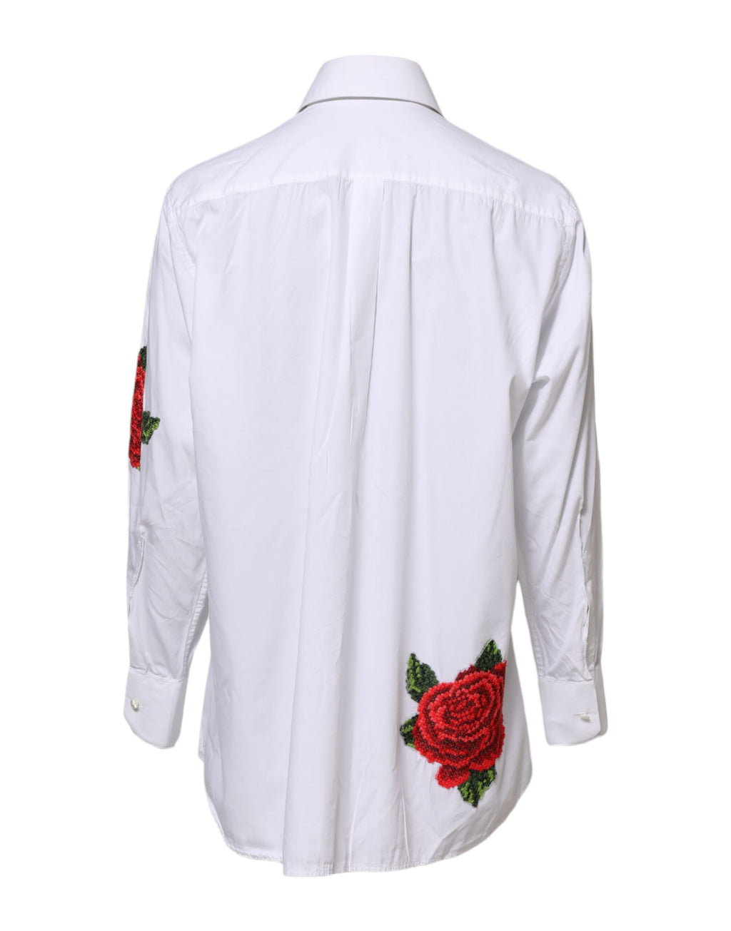 White Rose Embroidery Collared Shirt Top