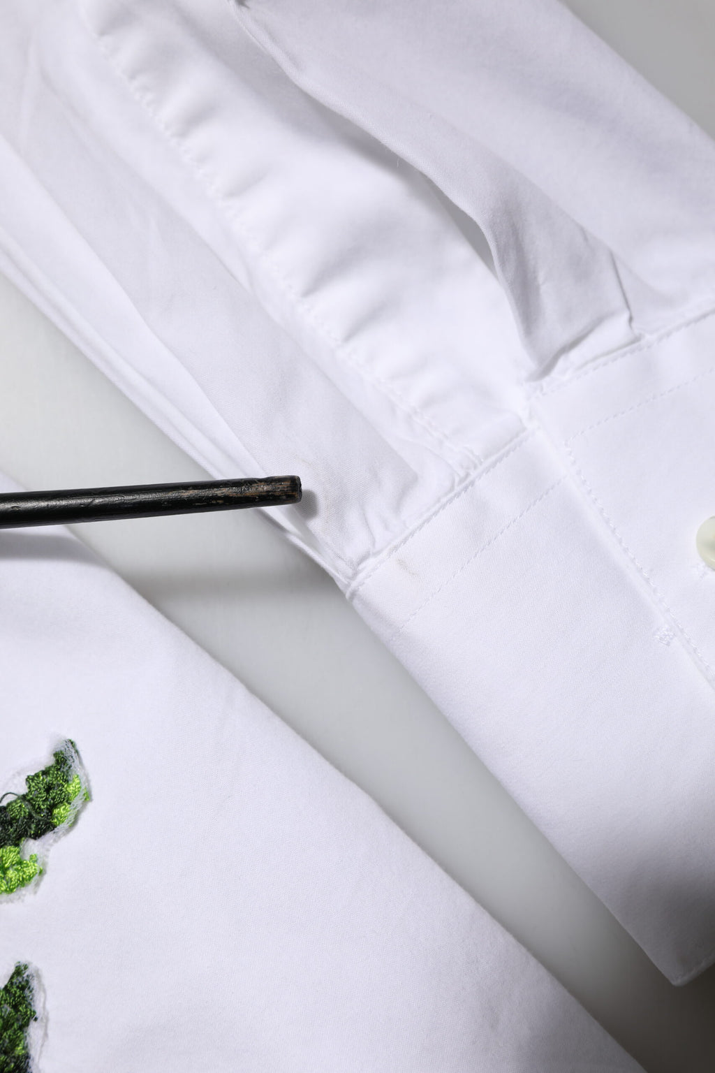 White Rose Embroidery Collared Shirt Top