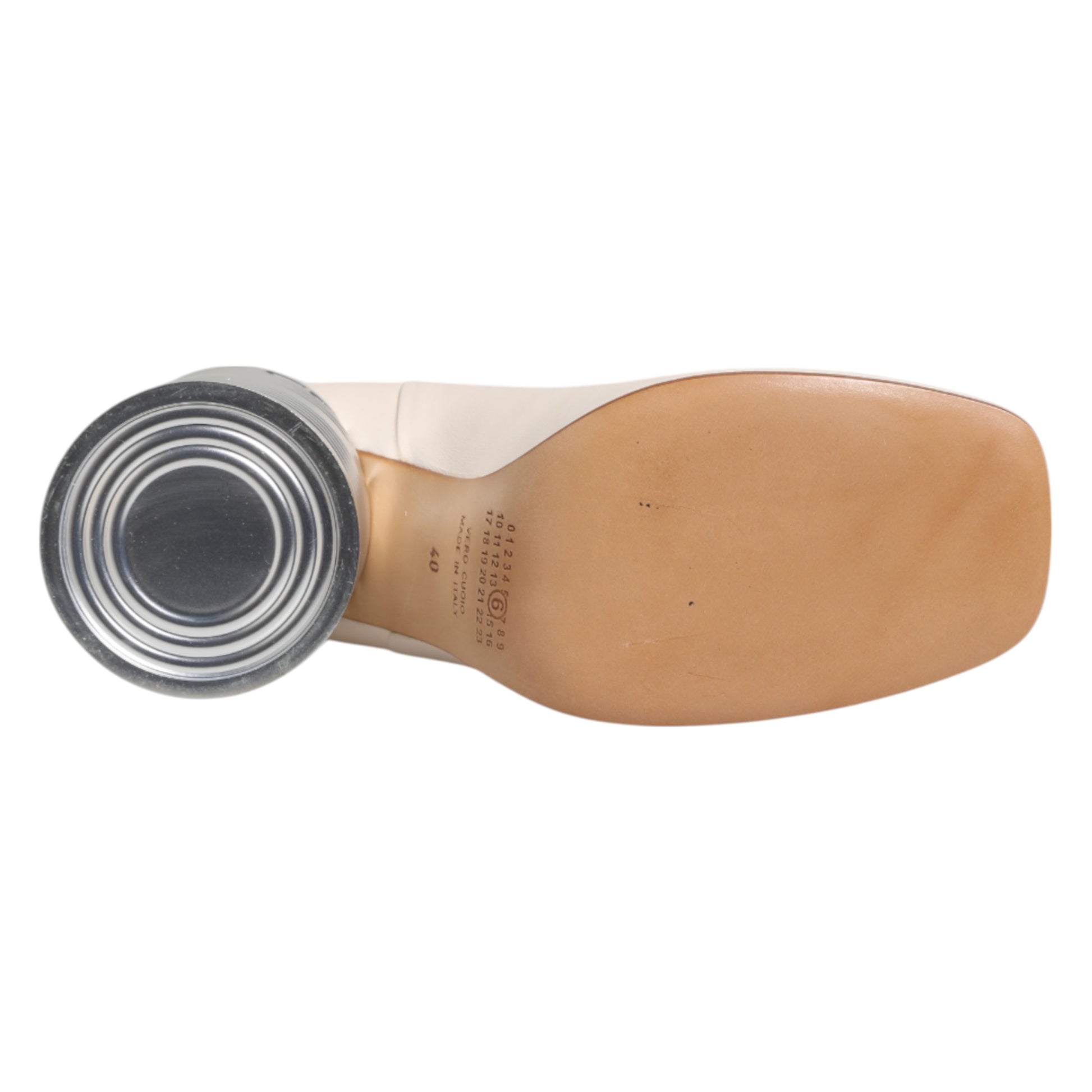 White Calf Leather Can Heel Boots Shoes