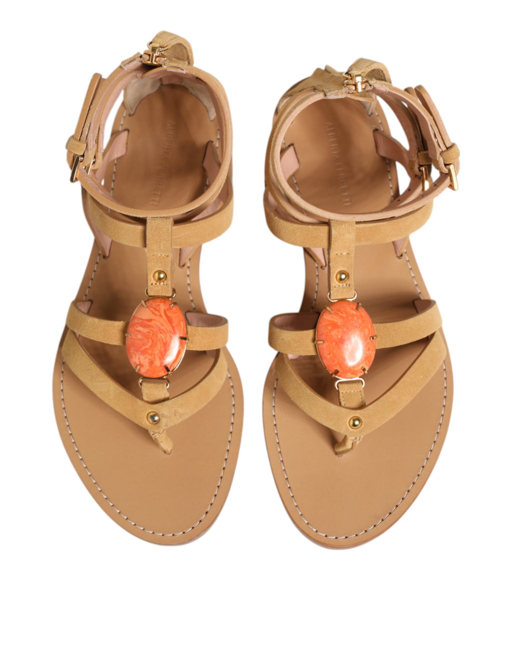 Brown Flip Flops Zipper Ankle Strap Shoes