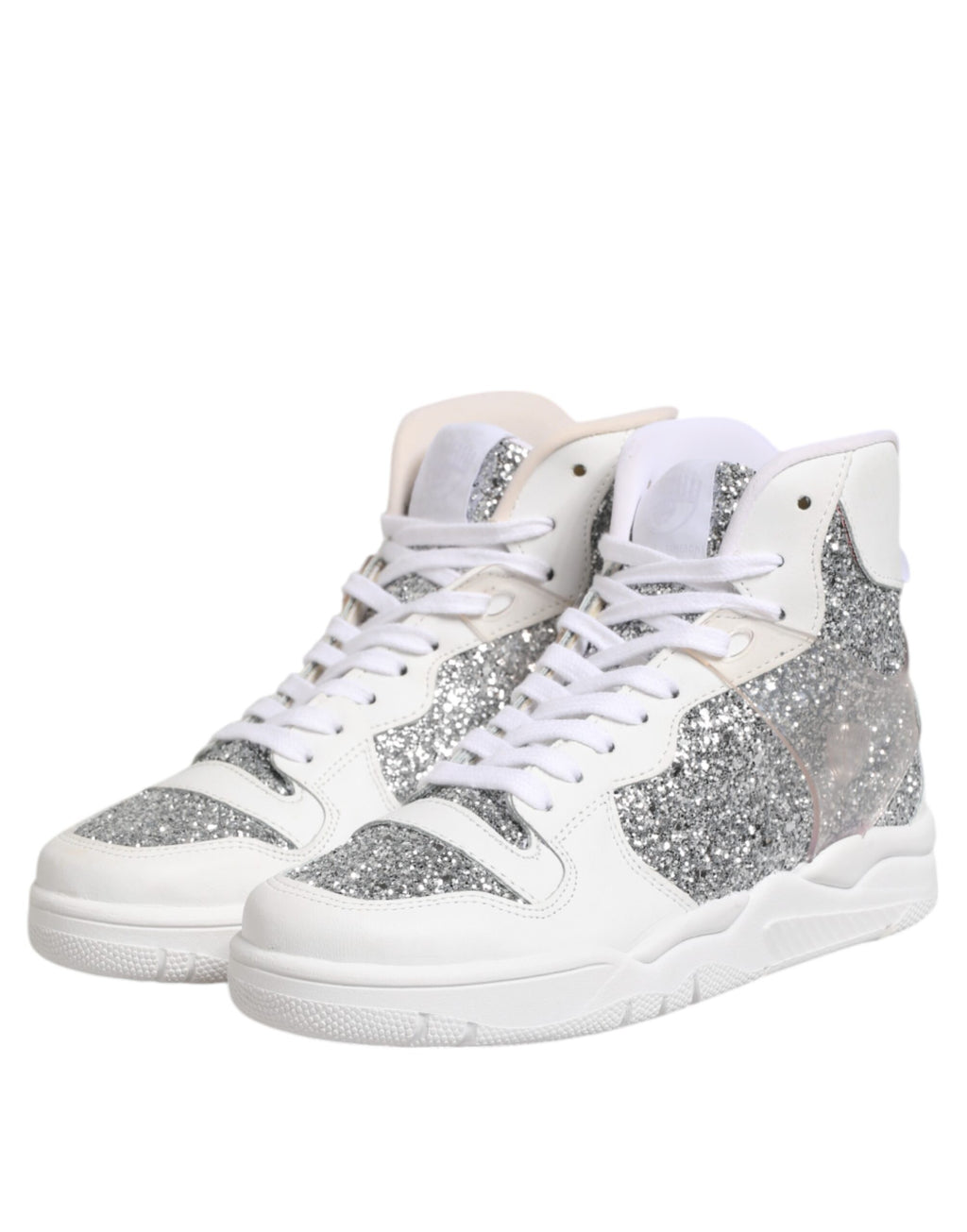 White Silver High Top Women Sneakers Shoes