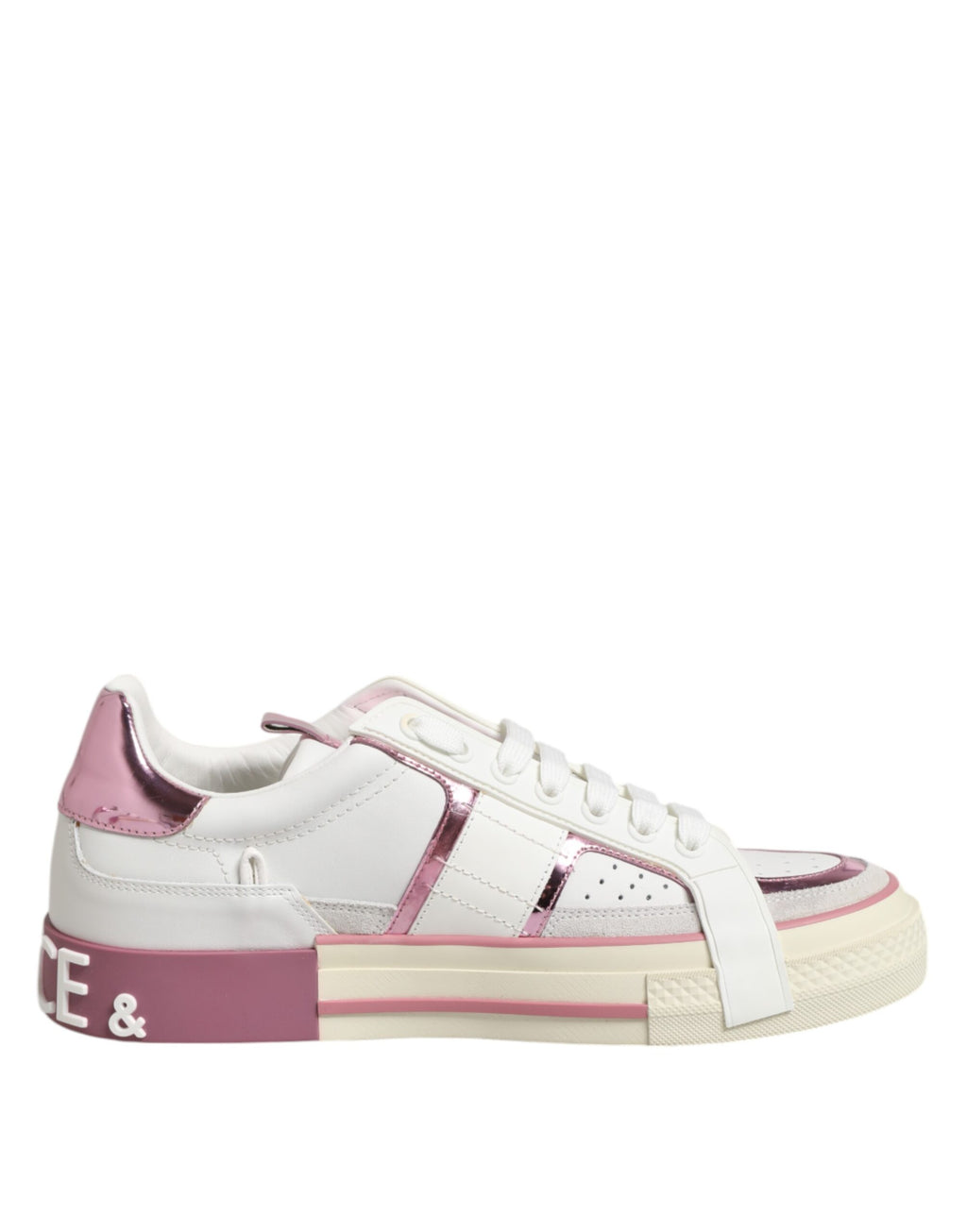 White Leather DG Logo Low Top Sneakers Shoes