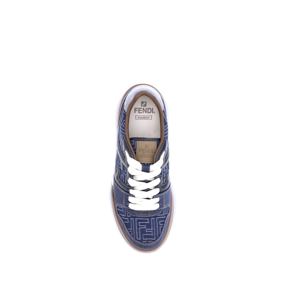 Blue Cotton Low Top Sneakers