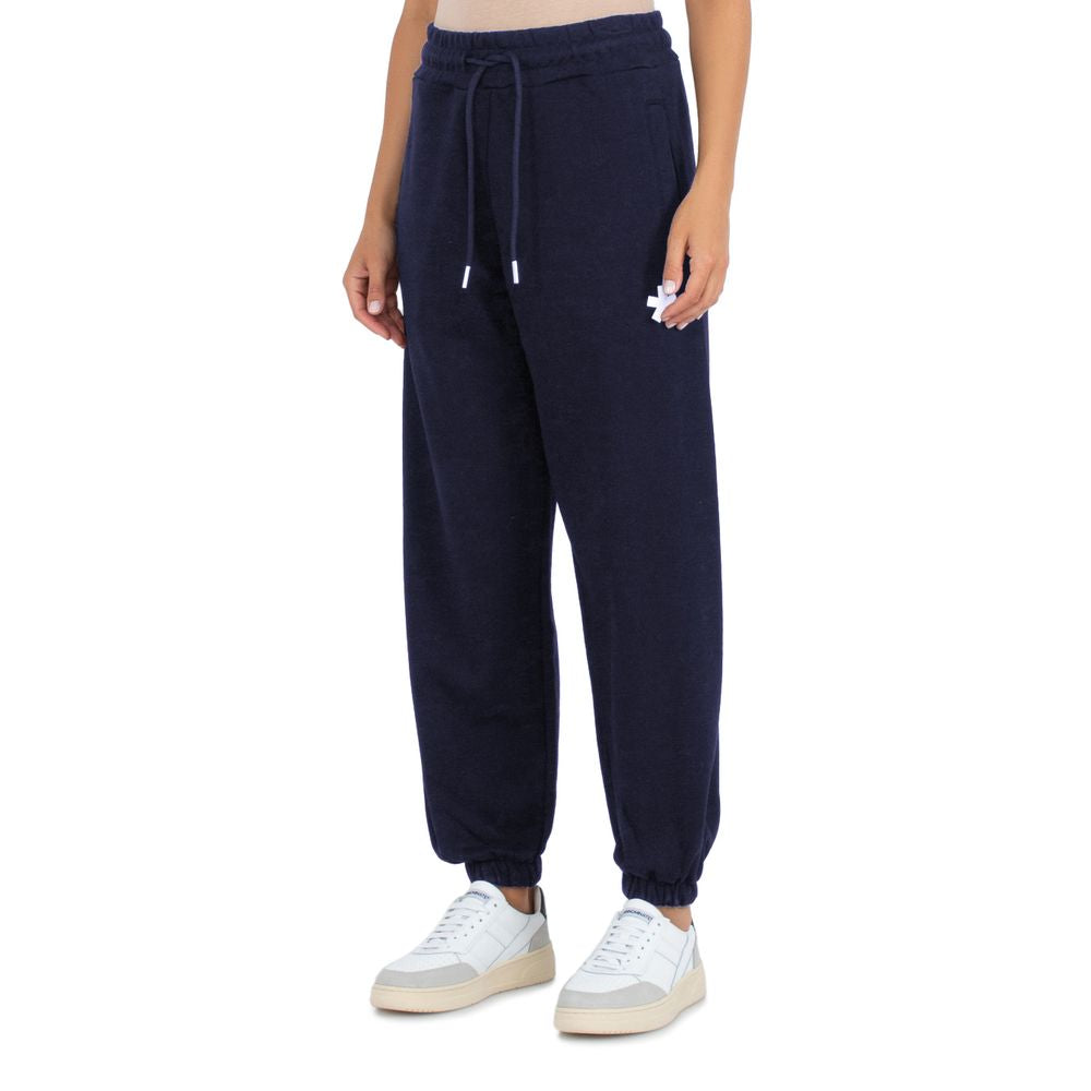 Blue Cotton Women Sweatpants