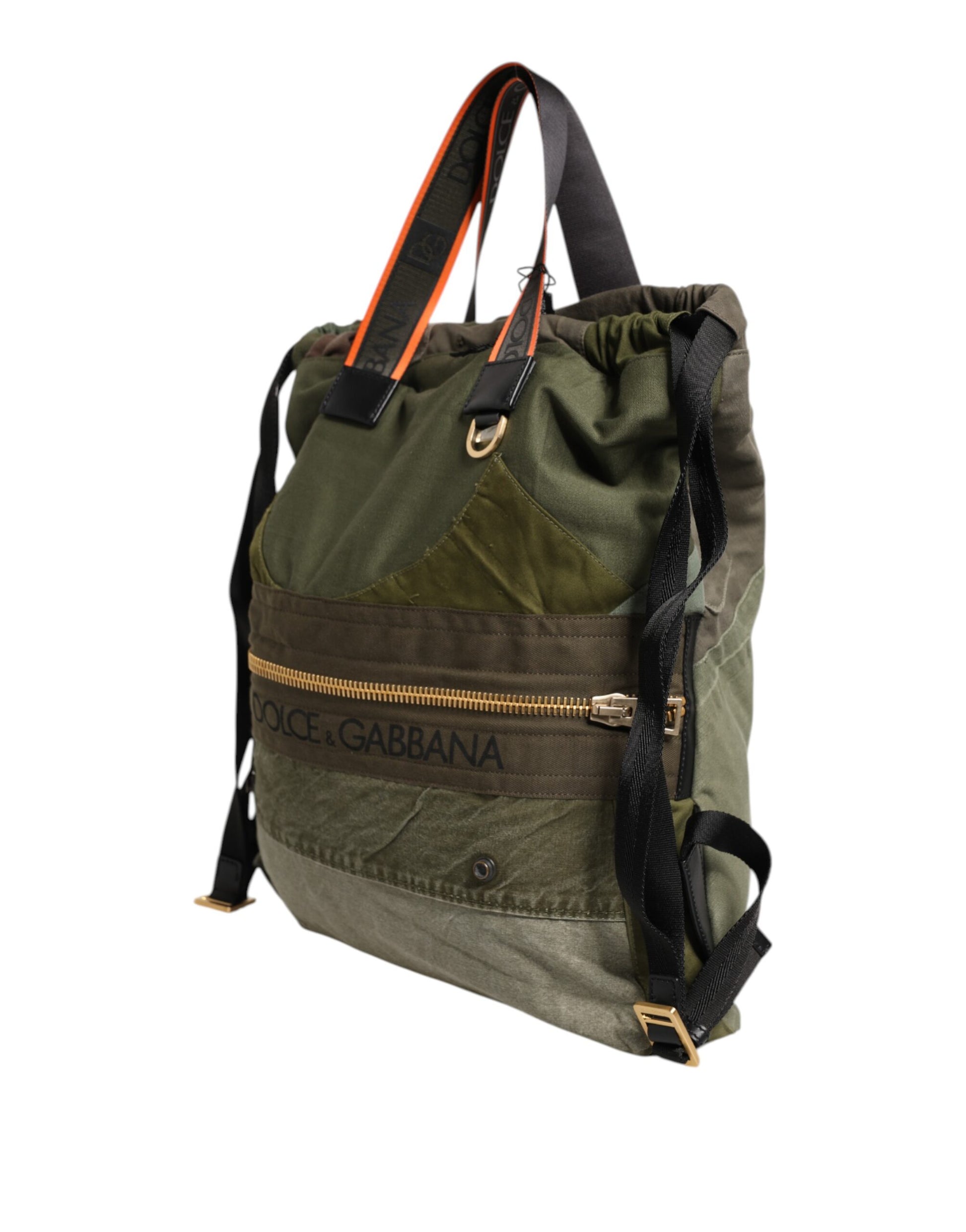 Military Green Patchwork Rucksack Backpack Bag