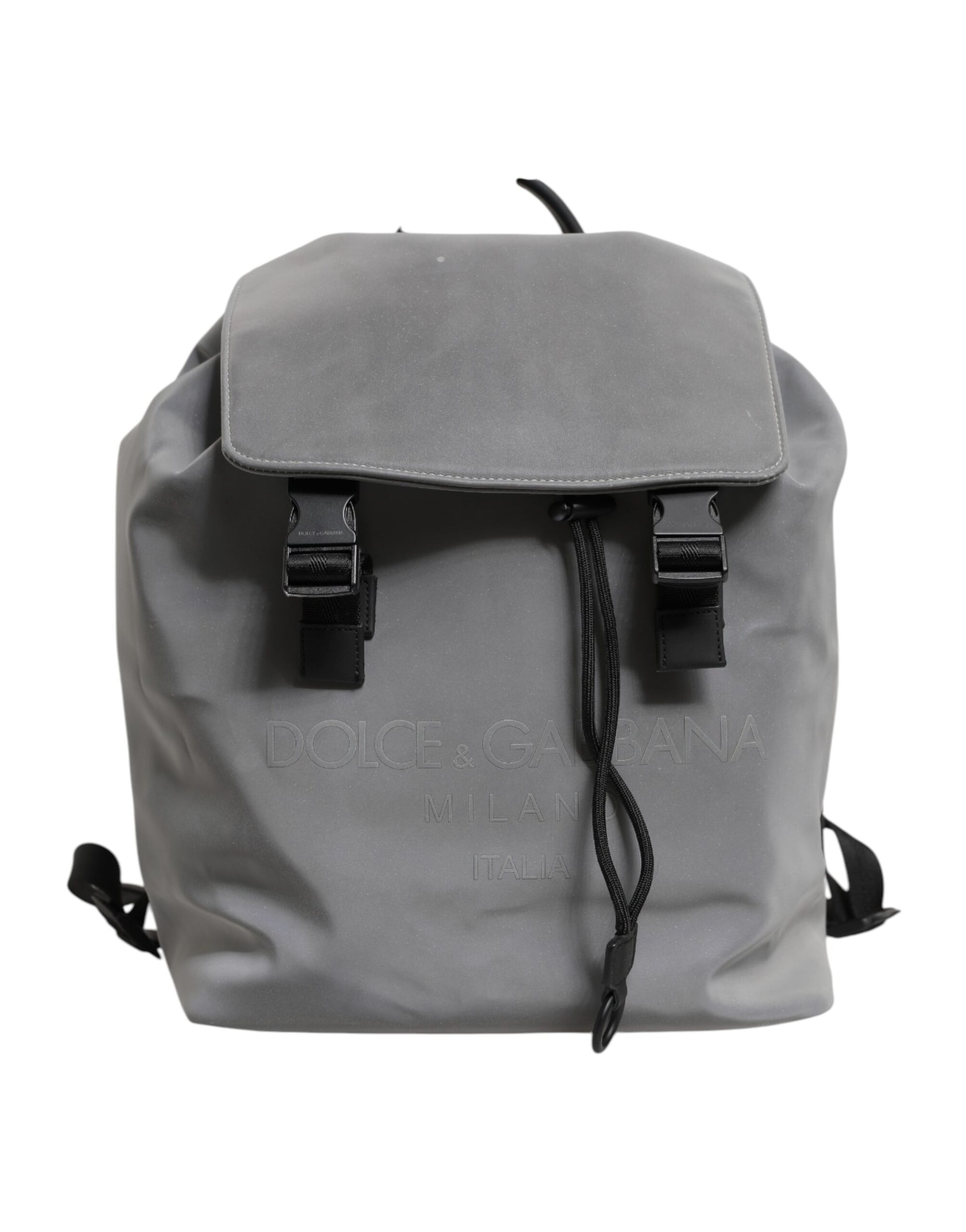 Gray Palermo Reflector Buckles Drawstring Backpack Bag