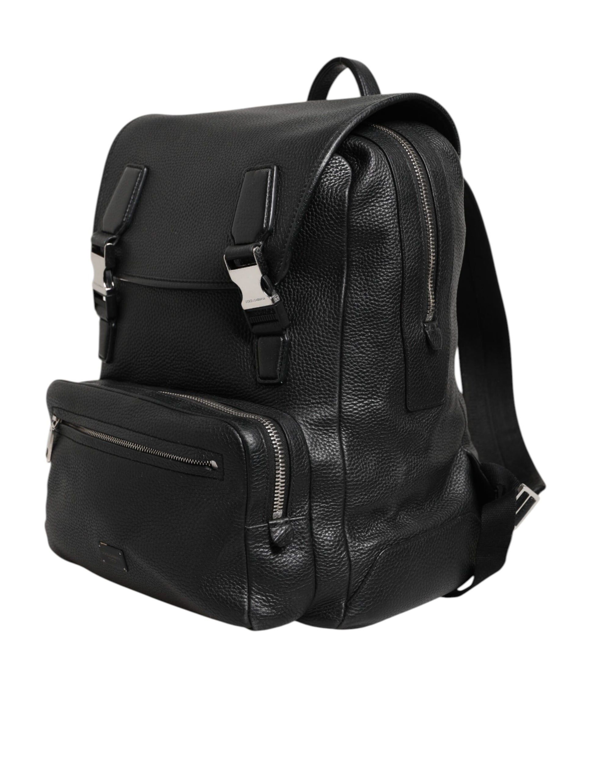 Black Palermo Backpack Hammered Calfskin Leather Bag