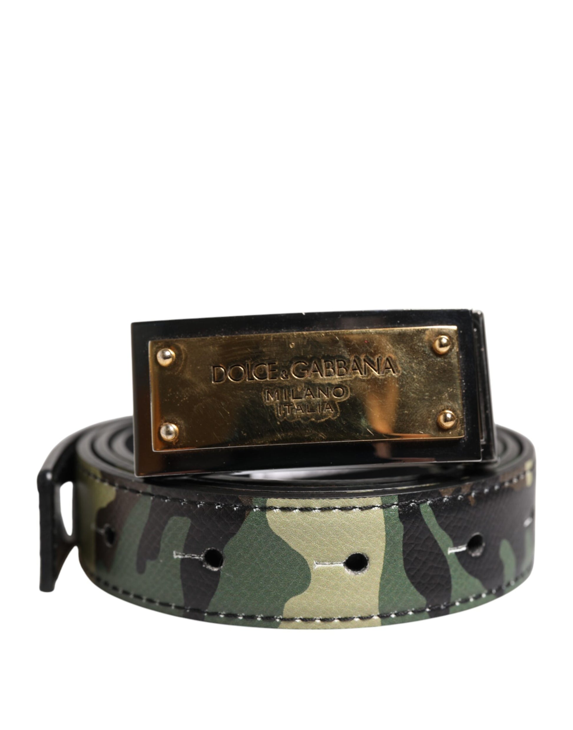 Multicolor Camouflage Metal Logo Buckle Belt