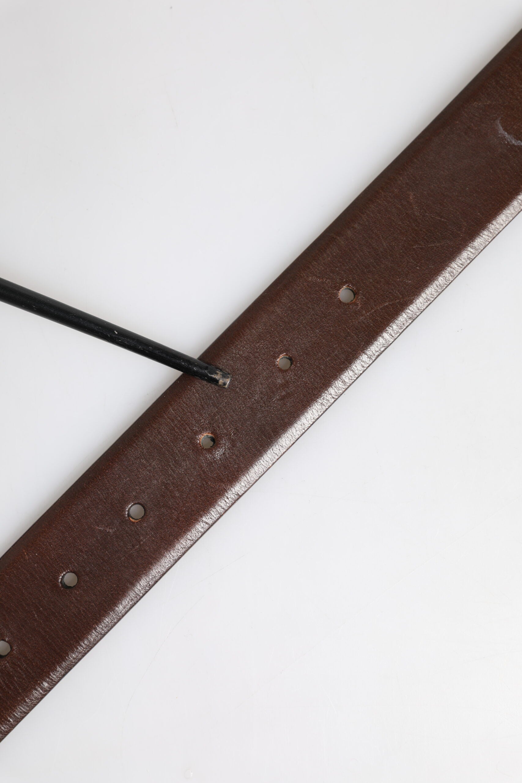 Brown Classic Gold Metal Logo Buckle Men Belt