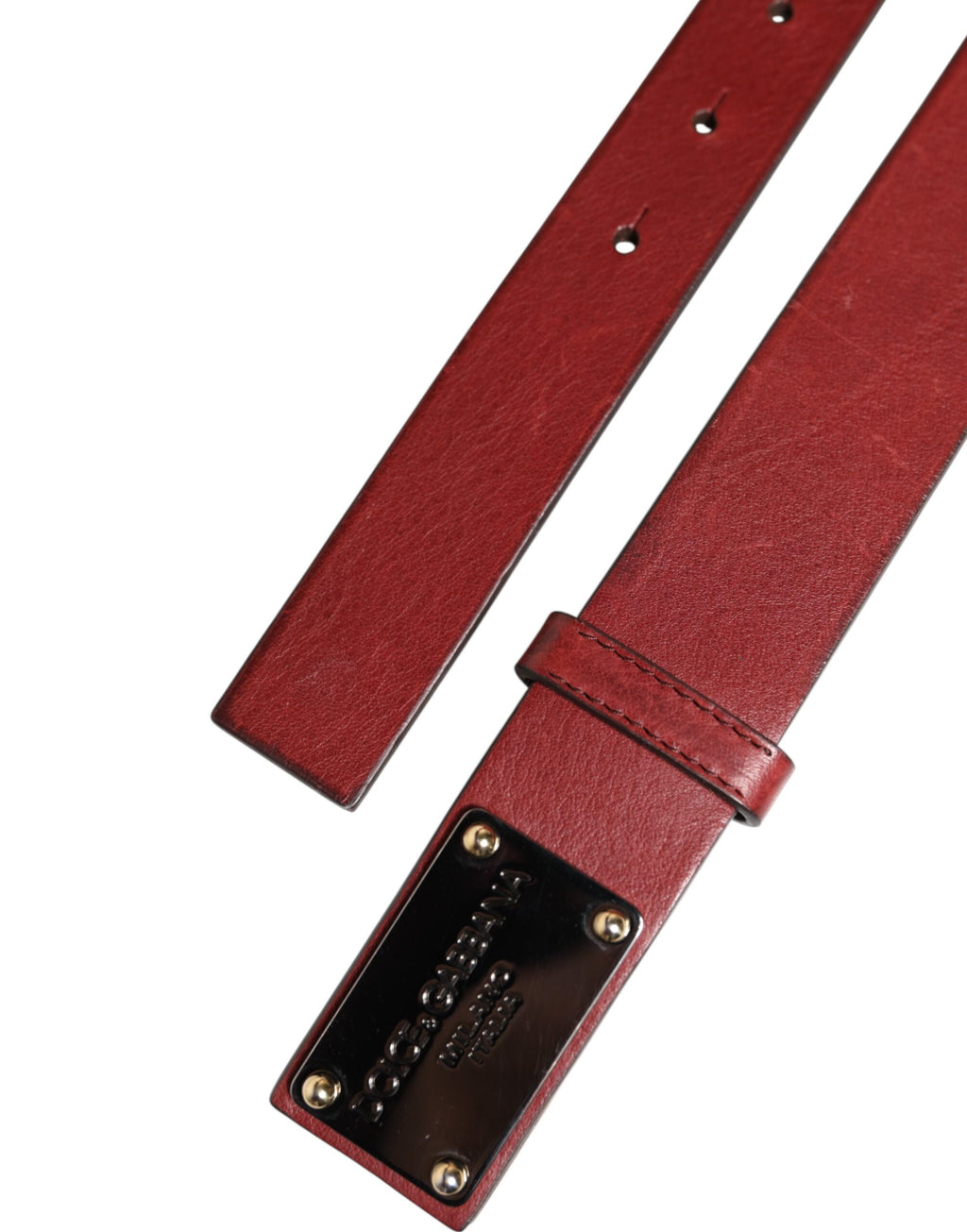 Maroon Classic Leather Metal Logo Buckle Belt