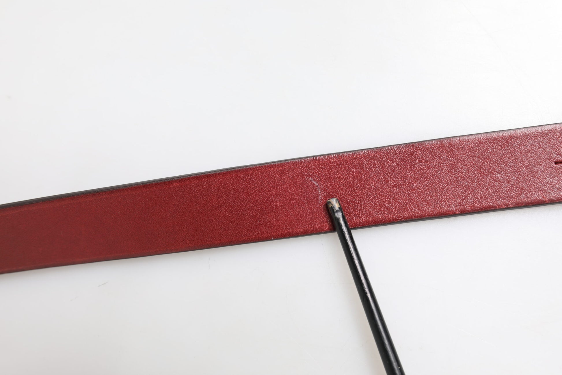 Maroon Classic Leather Metal Logo Buckle Belt