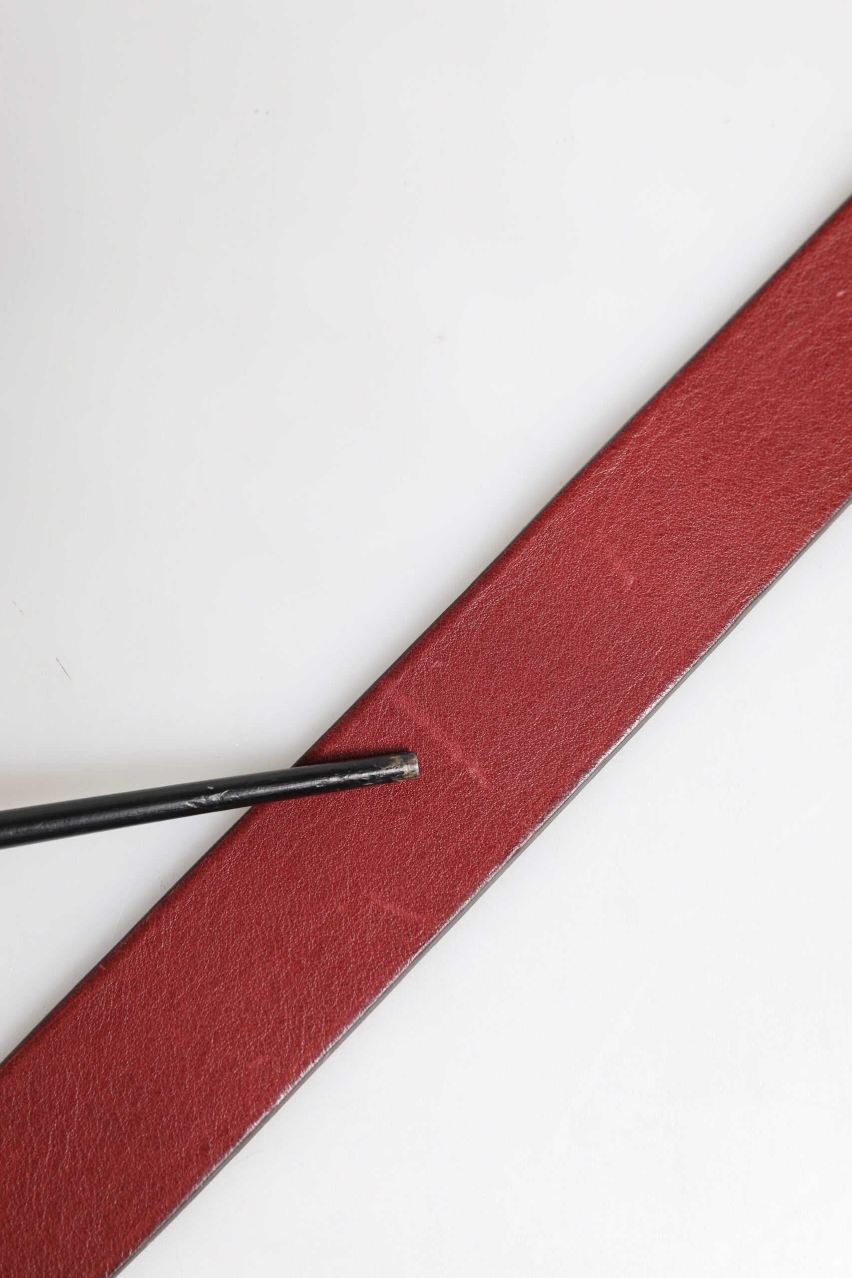 Maroon Classic Leather Metal Logo Buckle Belt