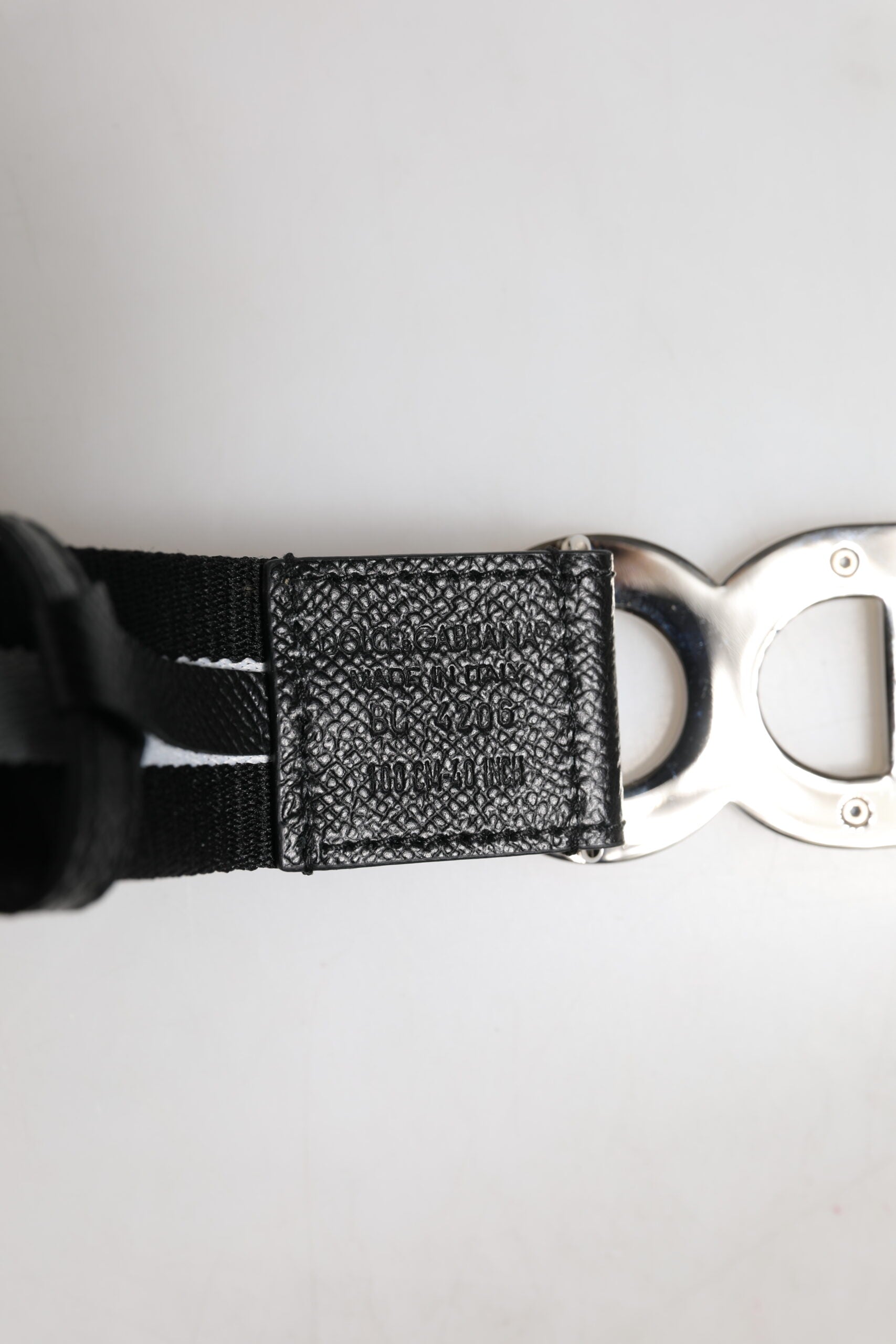 Black Cotton Metal DG Logo Gold Buckle Belt