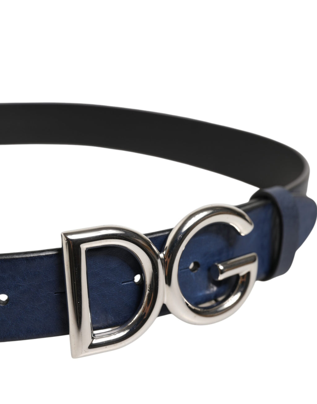 Blue Classic Silver Metal DG Logo Buckle Belt