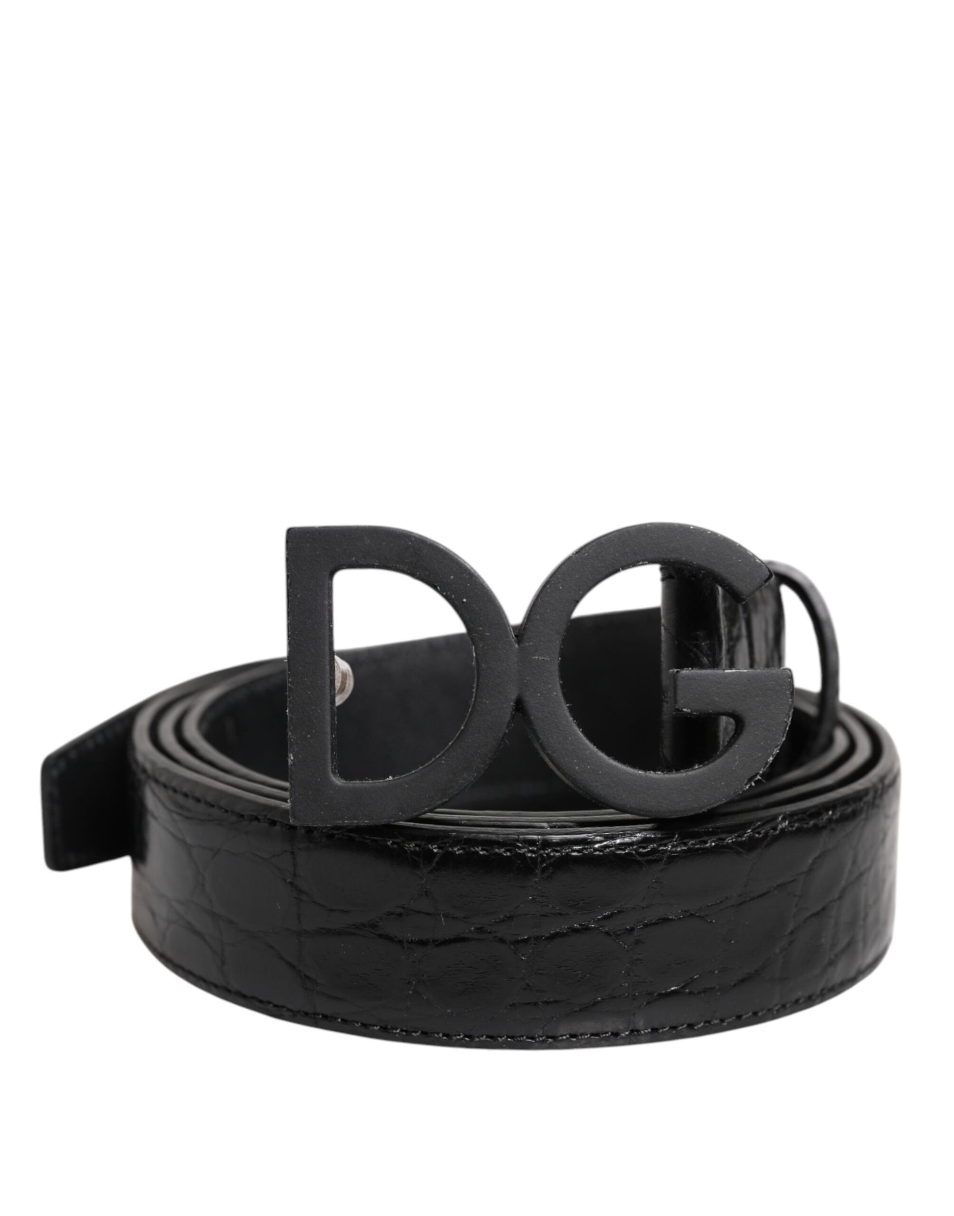 Black Leather Classic Metal DG Buckle Belt