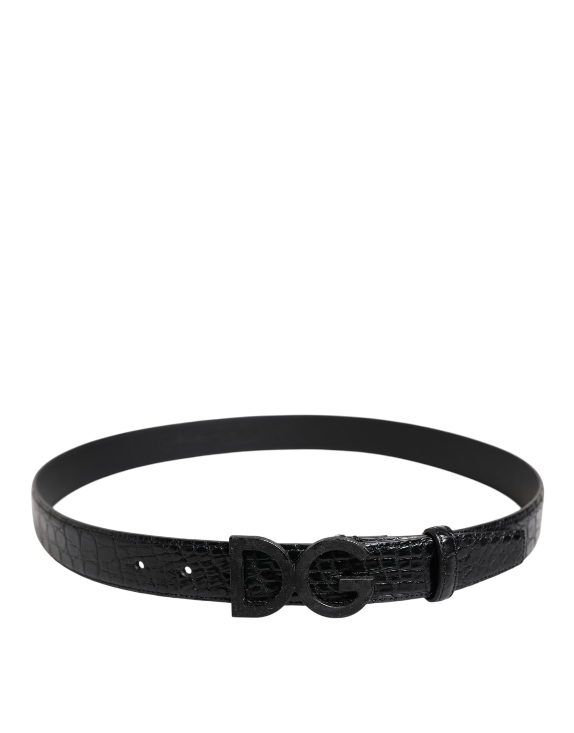 Black Leather Classic Metal DG Buckle Belt