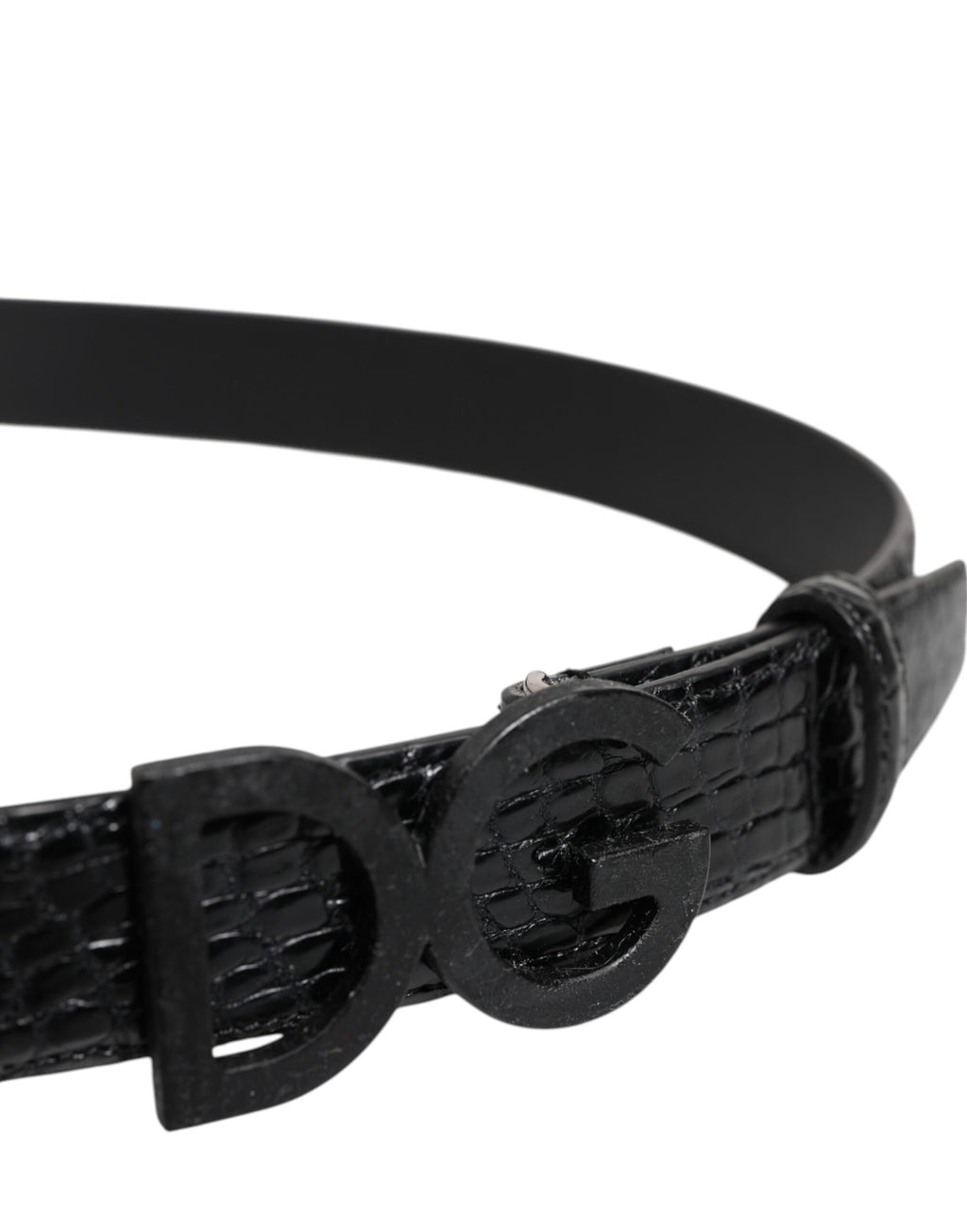 Black Leather Classic Metal DG Buckle Belt