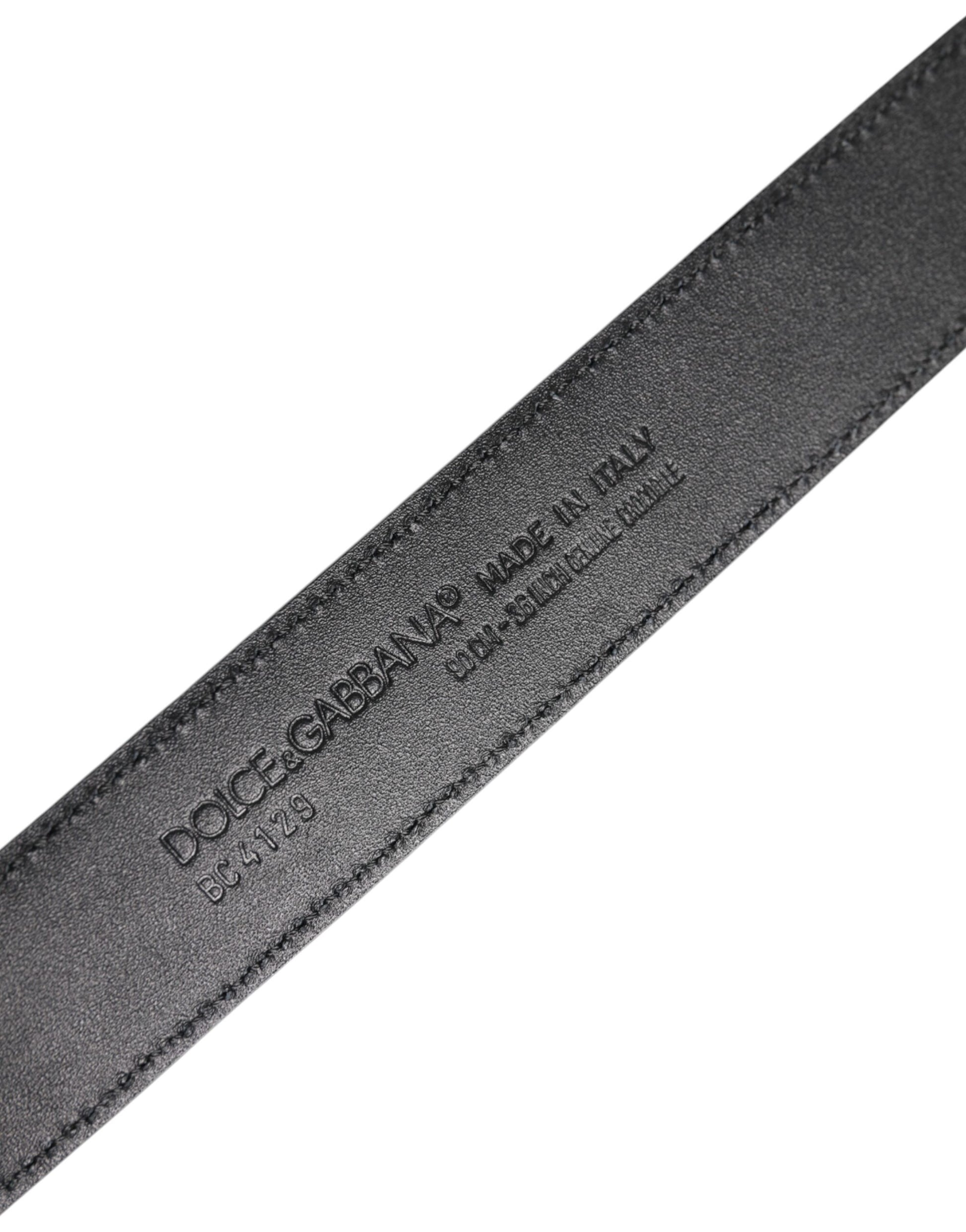 Black Leather Classic Metal DG Buckle Belt