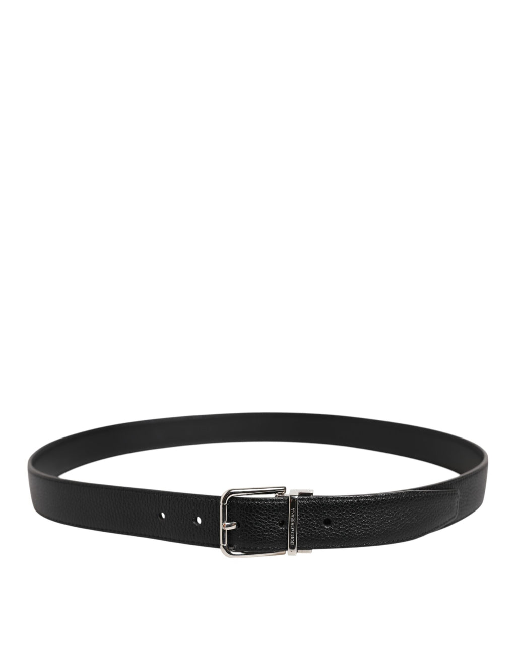 Black Classic Leather Silver Tone Buckle Belt