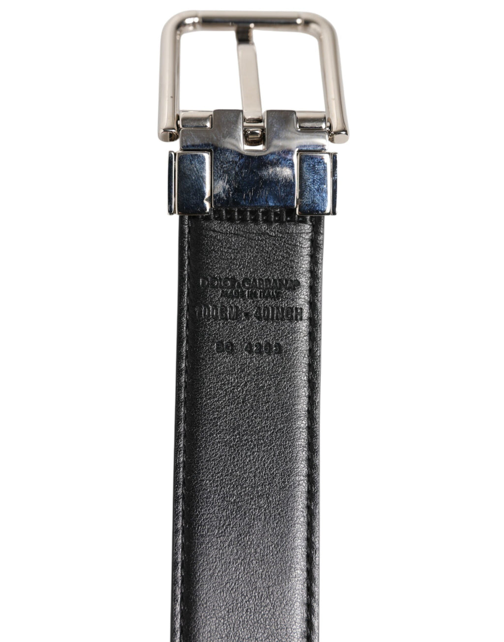 Black Classic Leather Silver Tone Buckle Belt