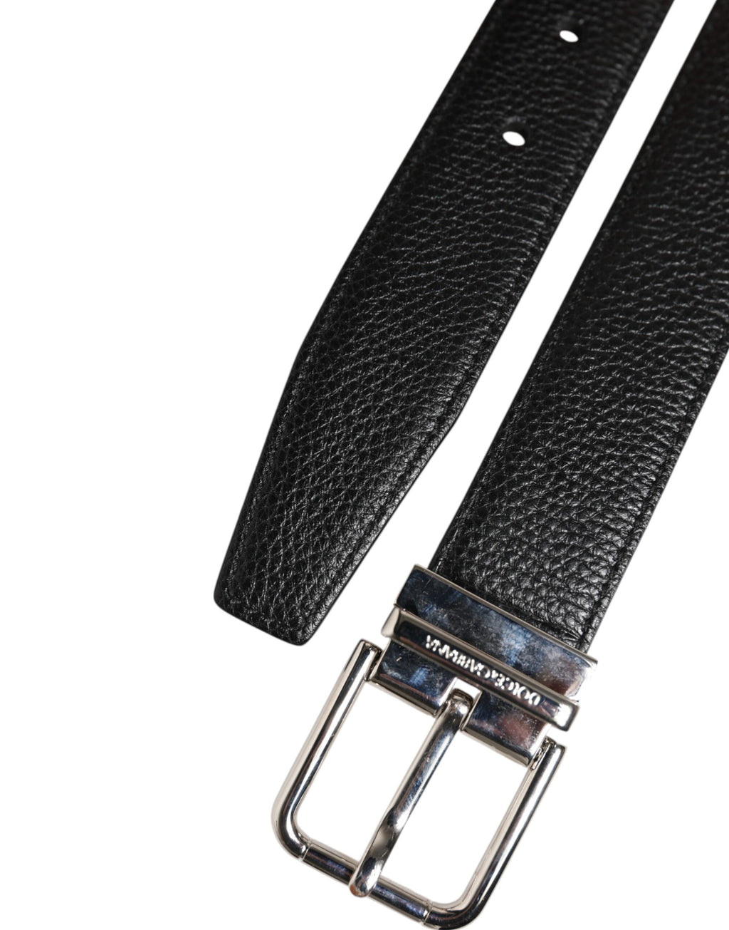Black Classic Leather Silver Tone Buckle Belt