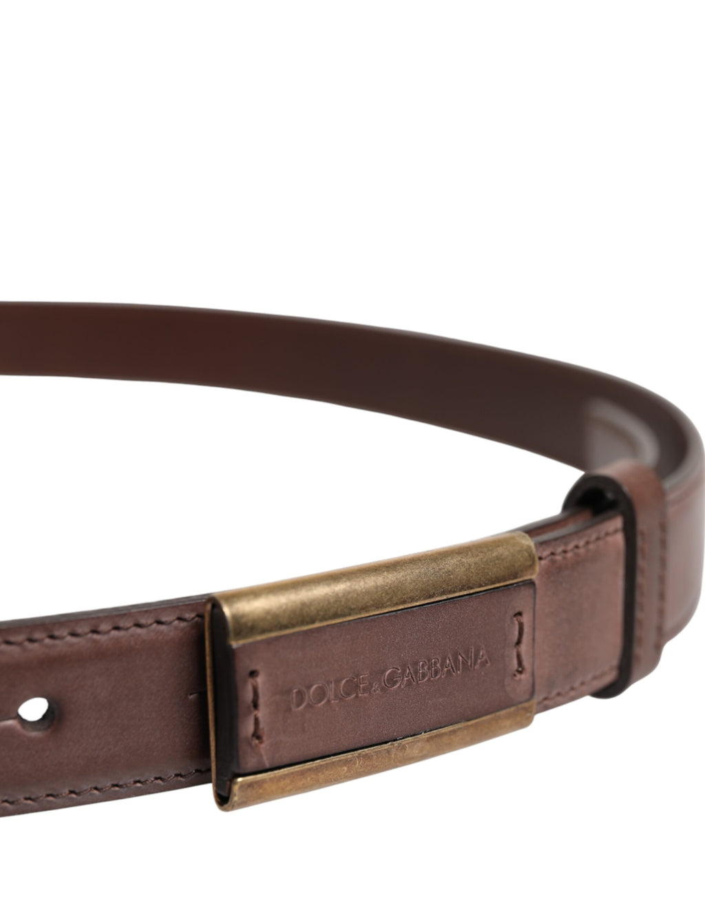 Brown Calf Leather Antique Buckle Belt