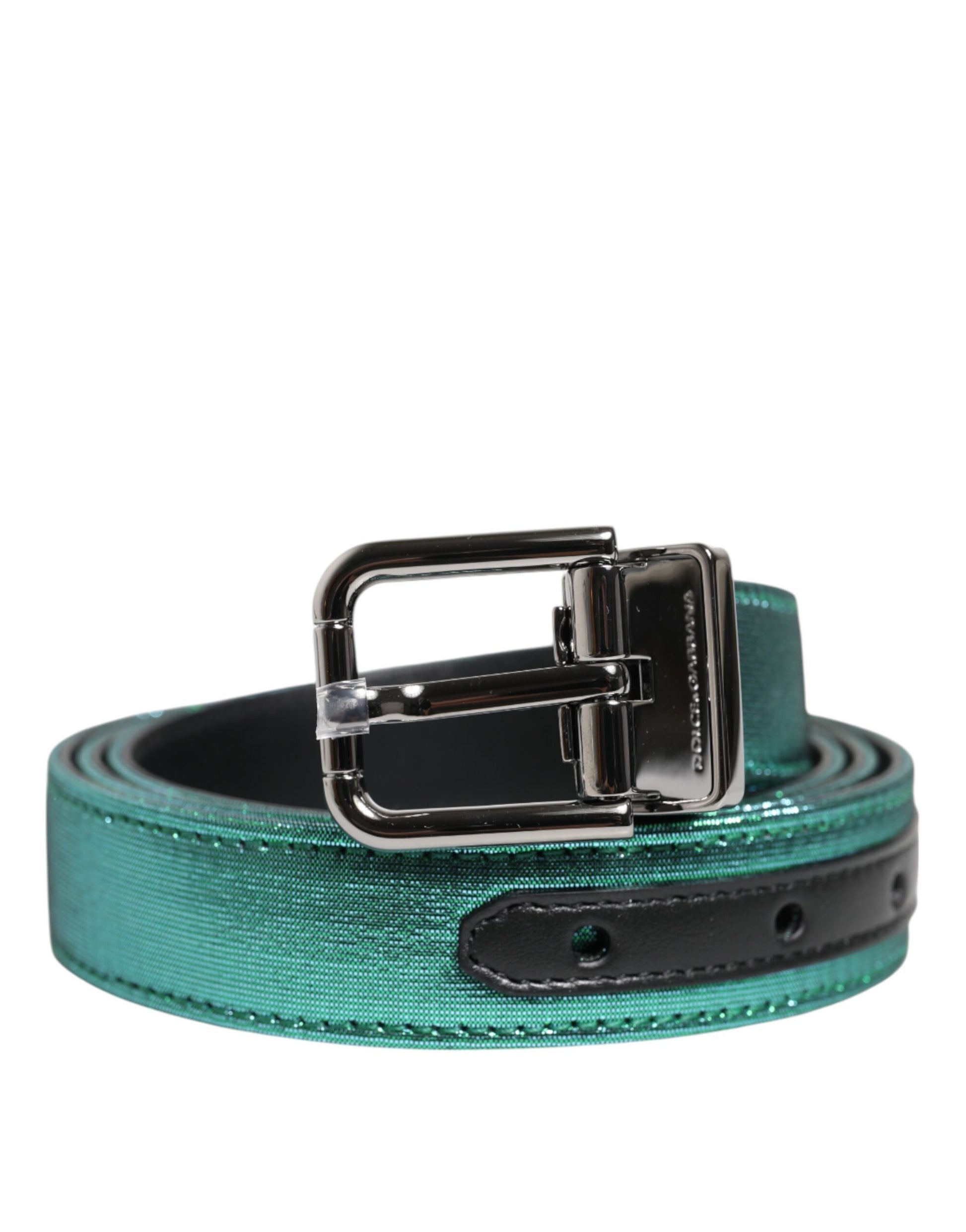 Green Black Polyester Metal Buckle Belt